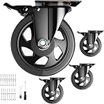 4" Caster Wheels, Casters Set of 4, Heavy Duty Casters with Brake, 2200 Lbs, Locking Industrial Swivel Top Plate Casters Wheels for Furniture and Workbench Cart(Free 2 Types of Hardware Kits)