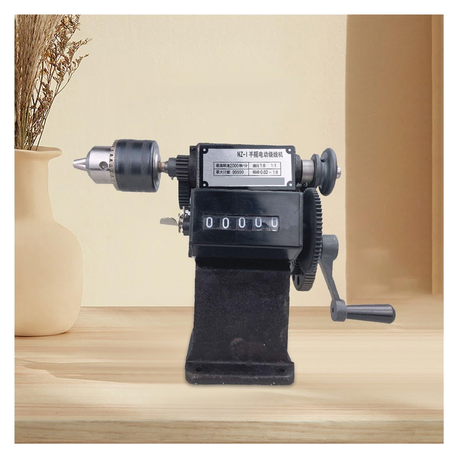 Manuelle Wickelmaschine, 0-99999S Zählbereich, Handwickelmaschine mit 1,5-13mm Spannfutter, Zählwicklerzähler Breite Anwendung(Model2)
