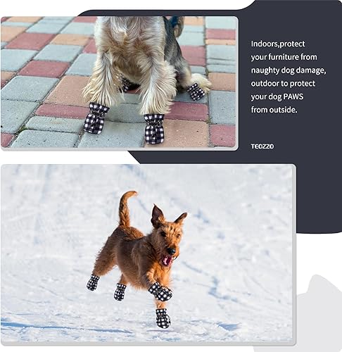 Miniatura 6 de Zapatos para perros para pavimento caliente, suela antideslizante y protector de patas, botines para perro con correas reflectantes, zapatos para