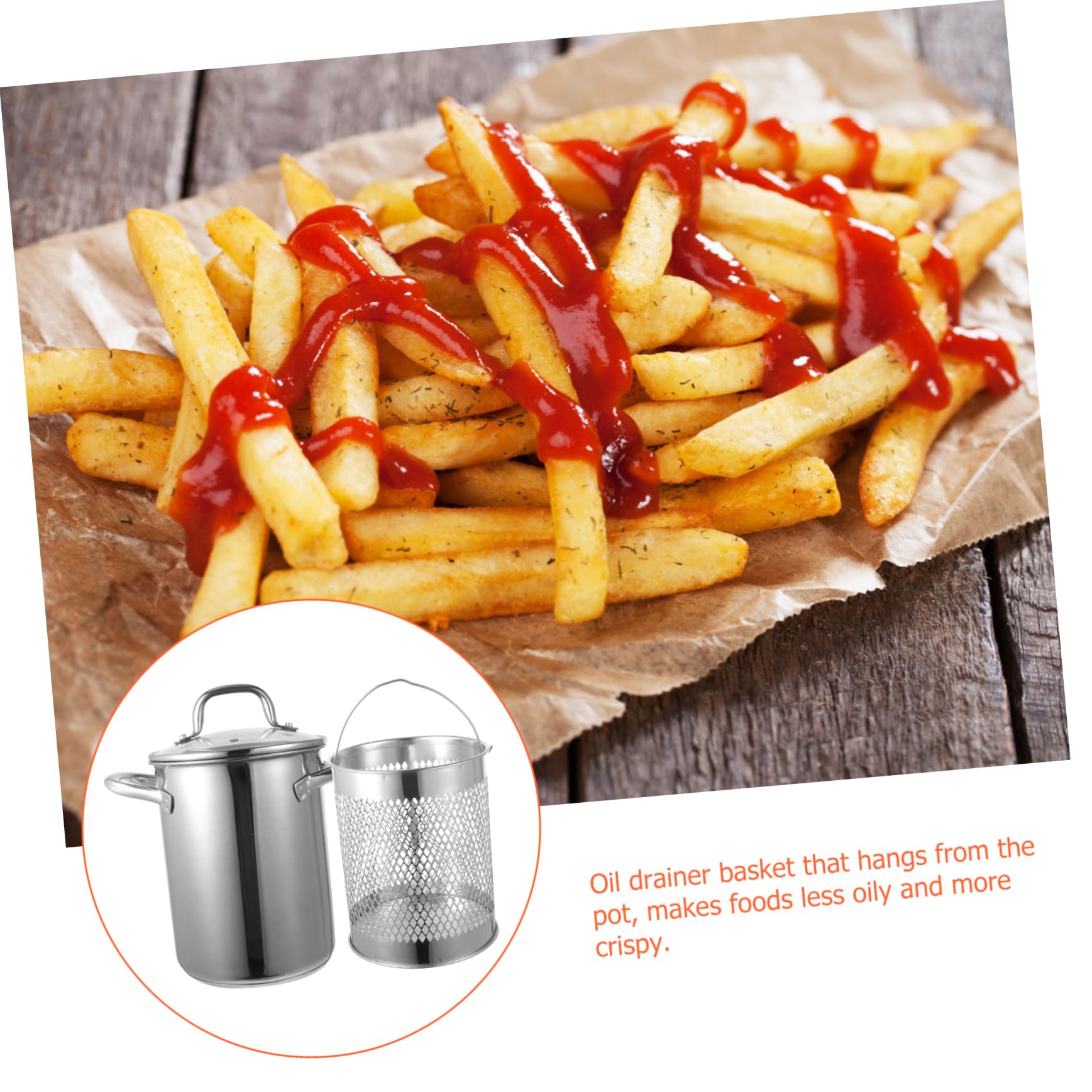 GLEAVI Stainless Steel Fryer Pan Deep Frying Pot Turkey Fryer Stock Pot Strainer