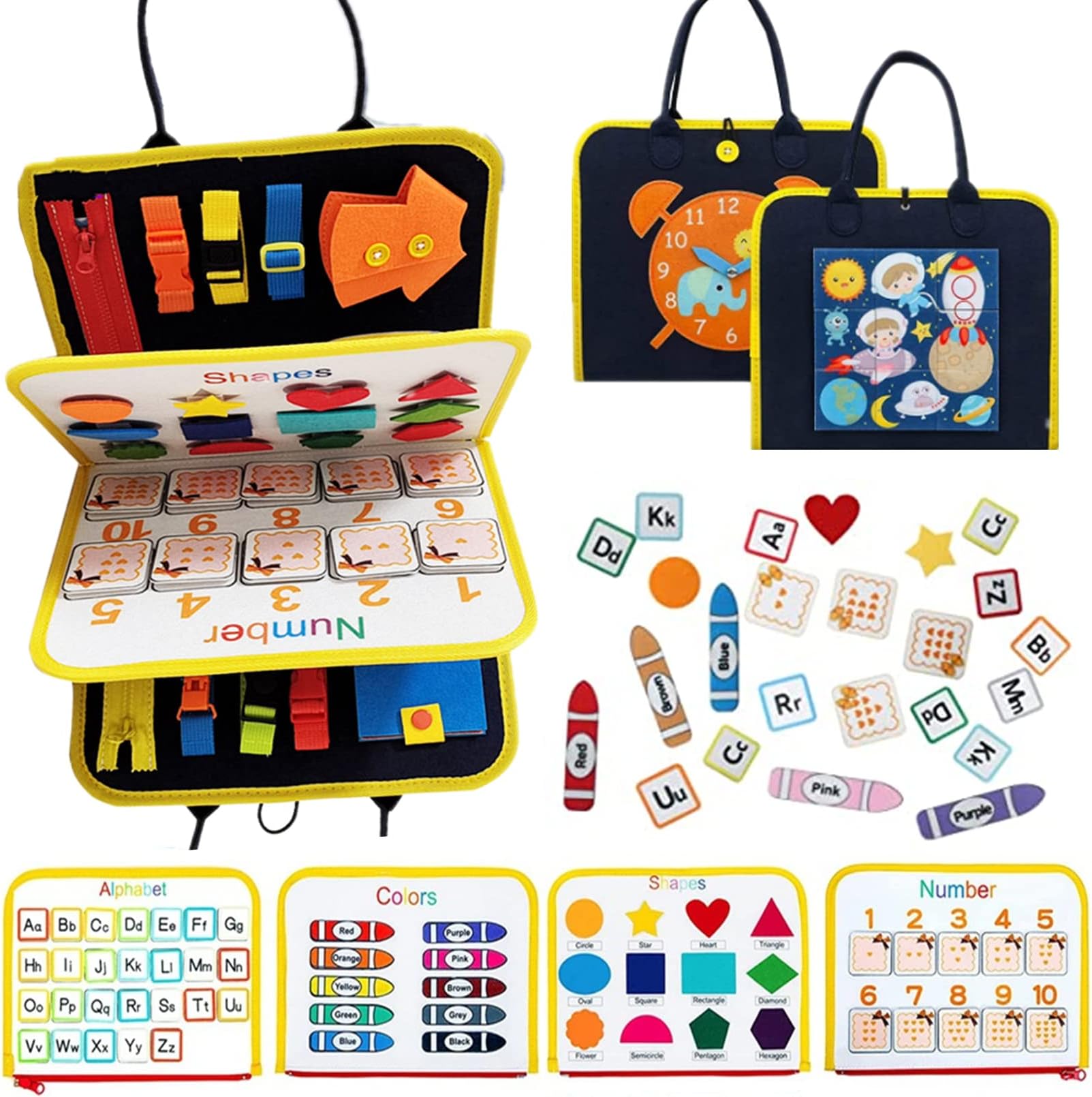 AM ANNA Kids Toddler Toys for Airplane Travel, Baby Sensory Board for 1-2 Year Olds, Montessori Toys Gifts for 2 Year Old Boy