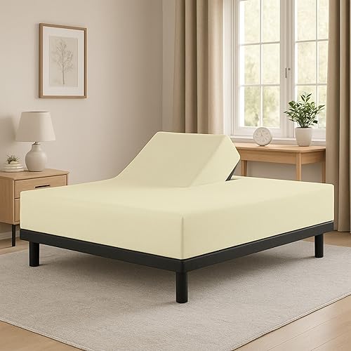 Miniatura 10 de Sábana bajera con división superior tamaño Queen para camas ajustables, sábana bajera de media división Queen para camas ajustables, solo dividido