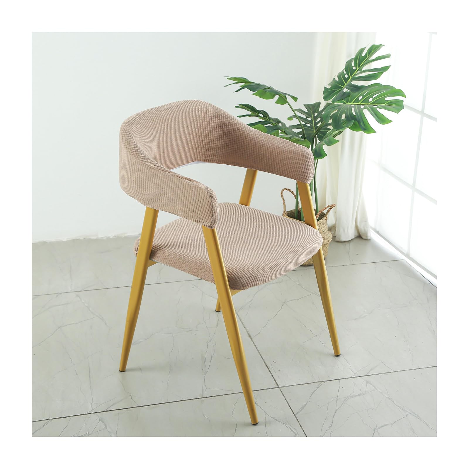 Diviser Housse de Chaise Fauteuil Salle à Manger Lot de 4/2, 2 Pièce Housse pour Chaise avec Accoudoir de Salle à Manger, Épaisse Housse de Fauteuil de Cuisine avec Bas Élastique,G,4PCS