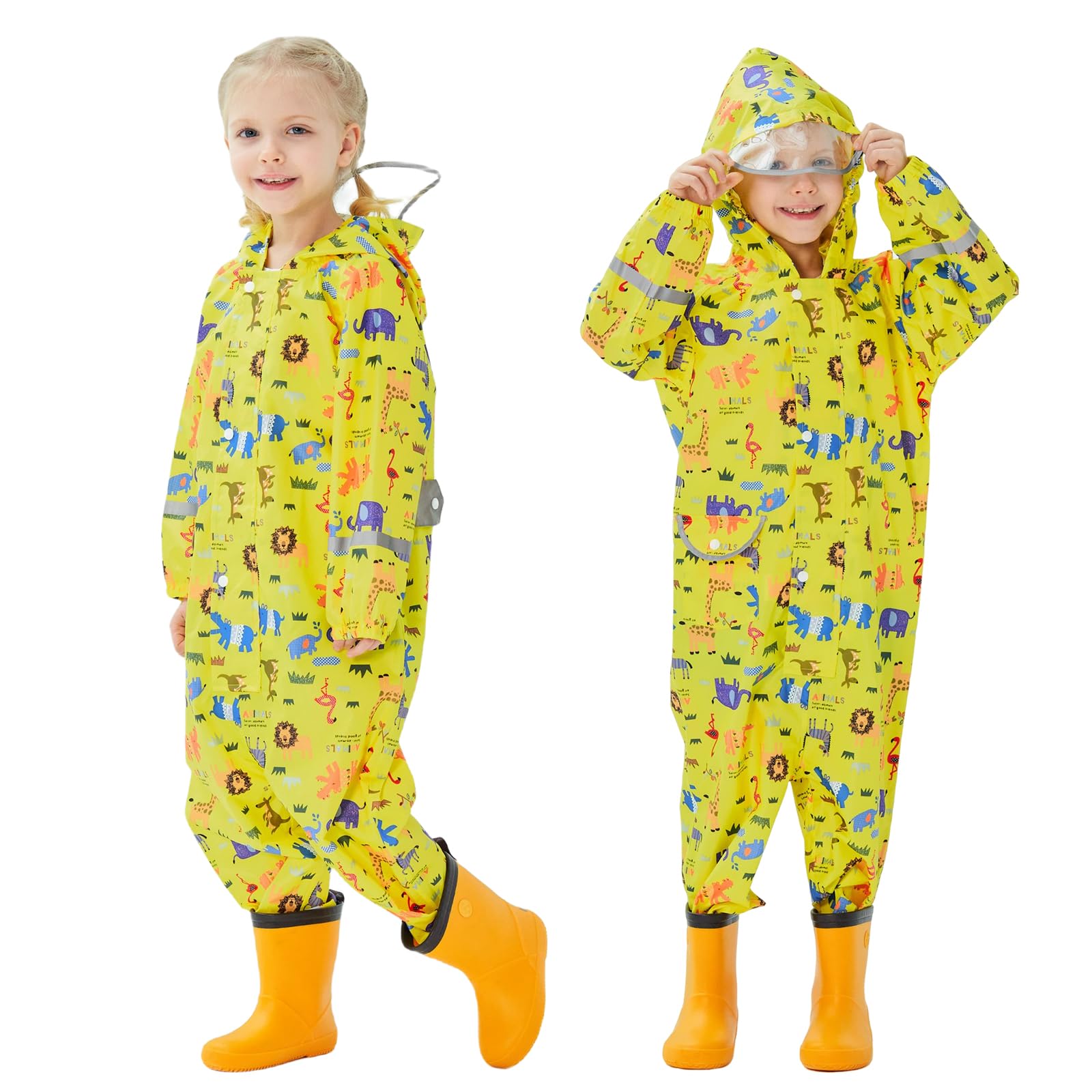Kinder Regenanzug Jungen Mädchen Einteiliger Regenmantel Atmungsaktiver Wasserdichter Overall Regenjacken Kleinkind Regenponcho Reißverschluss Schlammanzug 1-10 Jahre