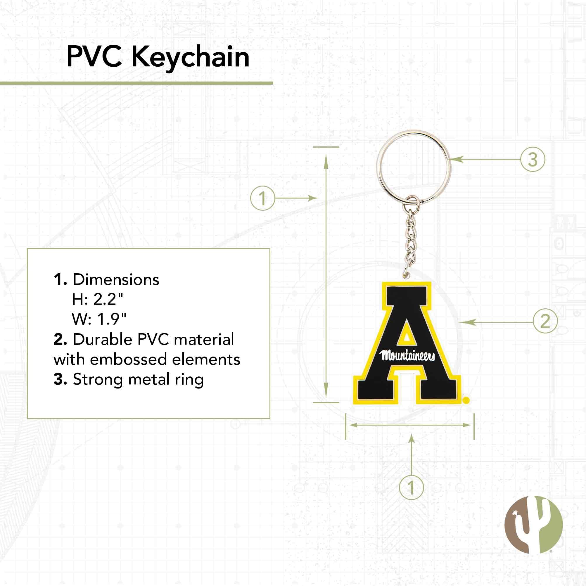 Desert Cactus Appalachian State University Mountaineers App State Yosef Keychain Car Keys Holder (PVC A)