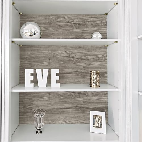 Miniatura 5 de VaryPaper Papel tapiz de madera marrón gris de 15.7 x 315 pulgadas, papel de contacto de grano de madera, papel de contacto impermeable para