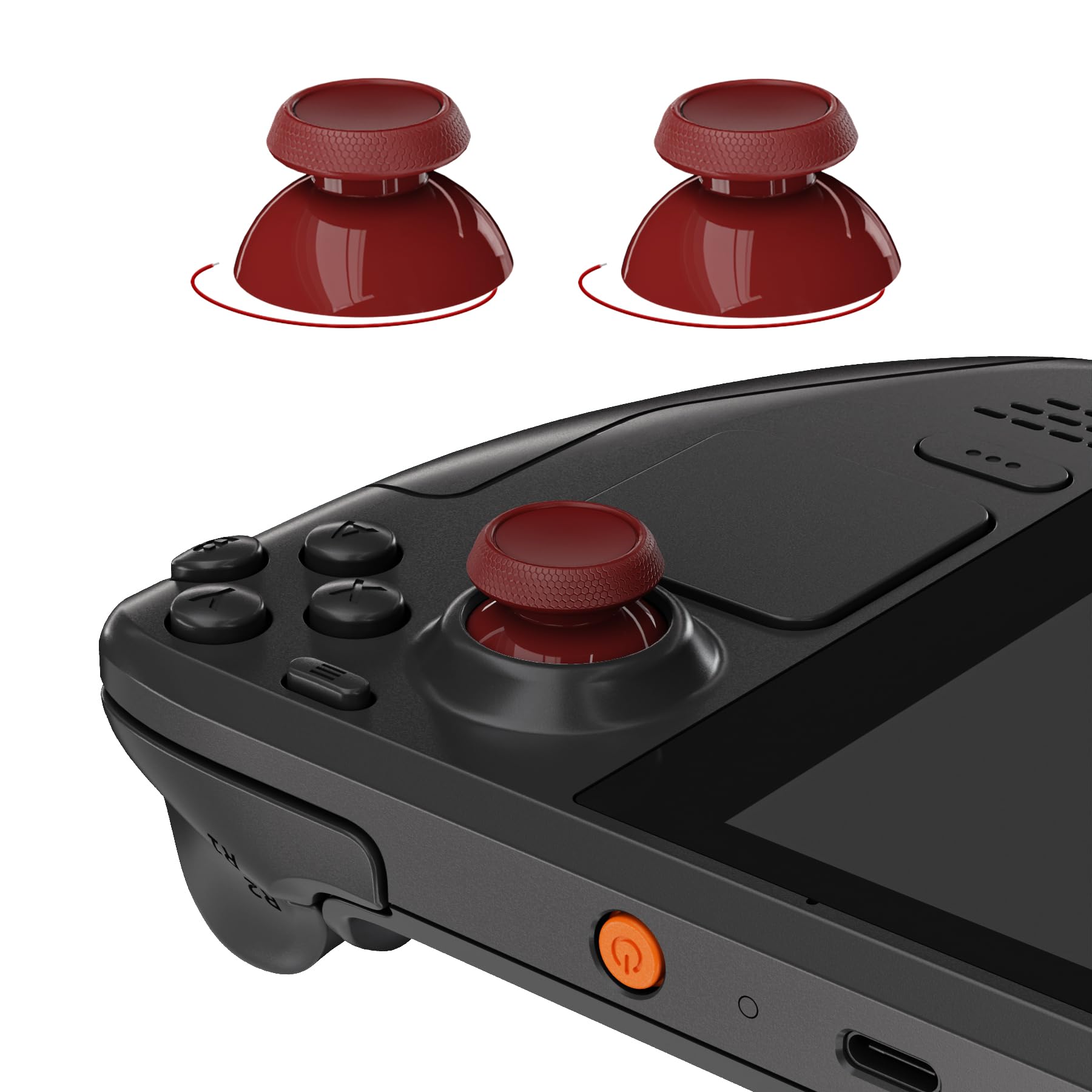 eXtremeRate Replacement Thumbsticks for Steam Deck LCD, Custom Analog Stick Joysticks Repair Kit for Steam Deck OLED Handheld Console with Original Touch Sensing, Anti-Slip Texture Grip - Carmine Red
