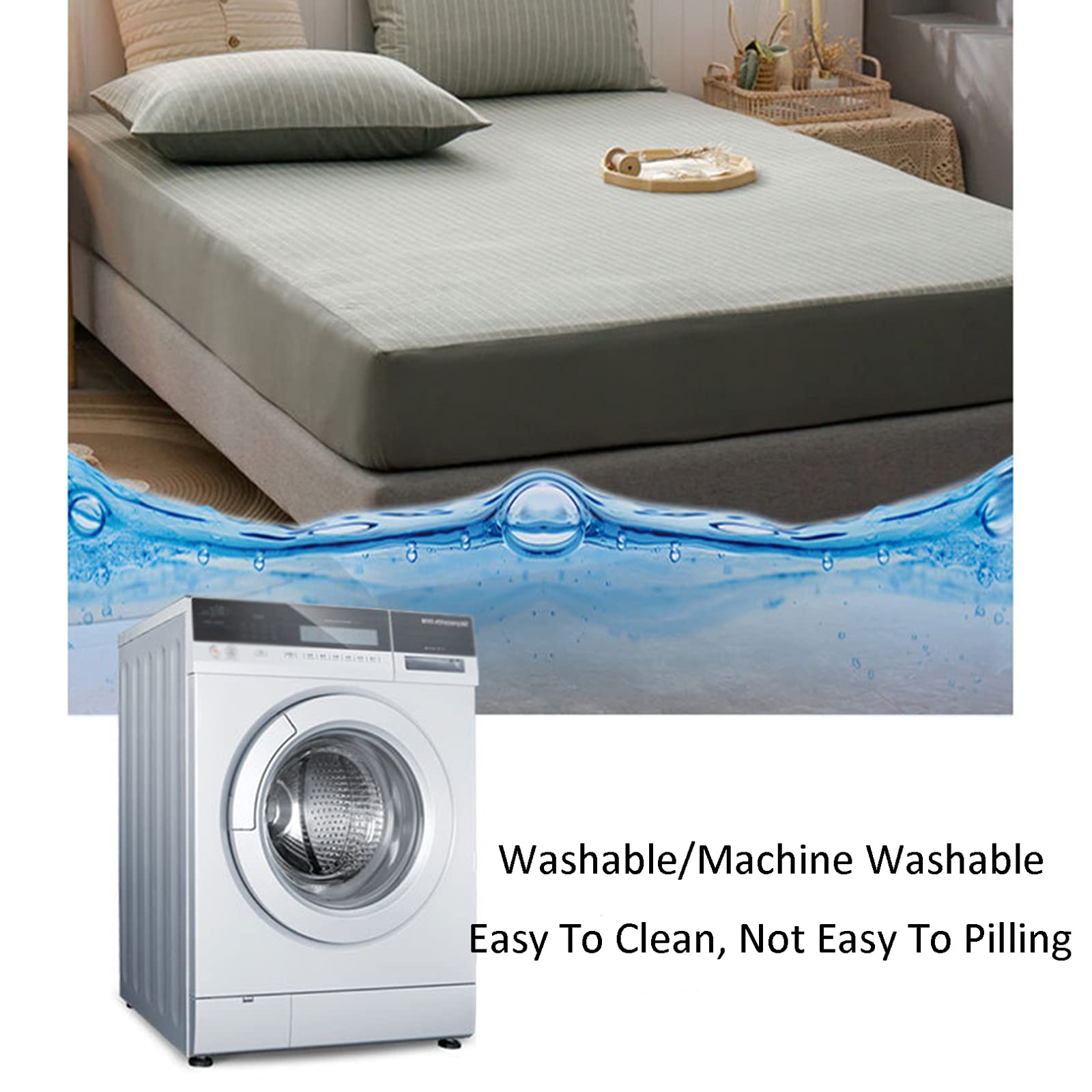 Confort Algodón Protector De Colchón, Ultra Suave Respirable Cubre Colchón, Impermeable Desmontable Funda De Colchón, Adecuado Para Dormitorio Hotel Cama Individual,GrayB-120×200cm(47×79inch)