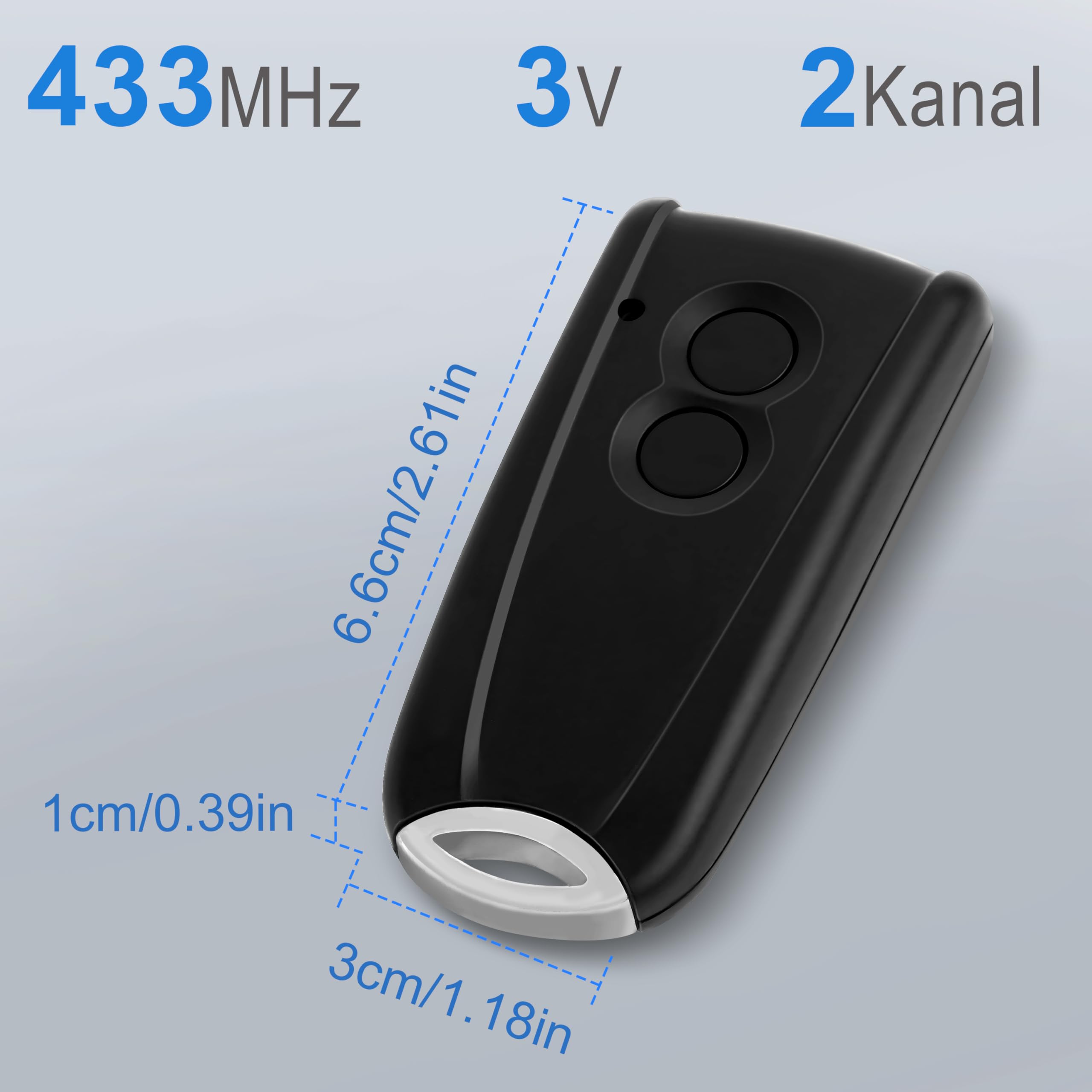 2 stuks afstandsbediening voor Hörmann, afstandsbediening voor poort voor EcoStar RSC2-433, RSE2-433, RSZ1-433 2 kanalen, handzender voor Hormann EcoStar 500/700/800 voor Portronic D2500/D5000/S4000