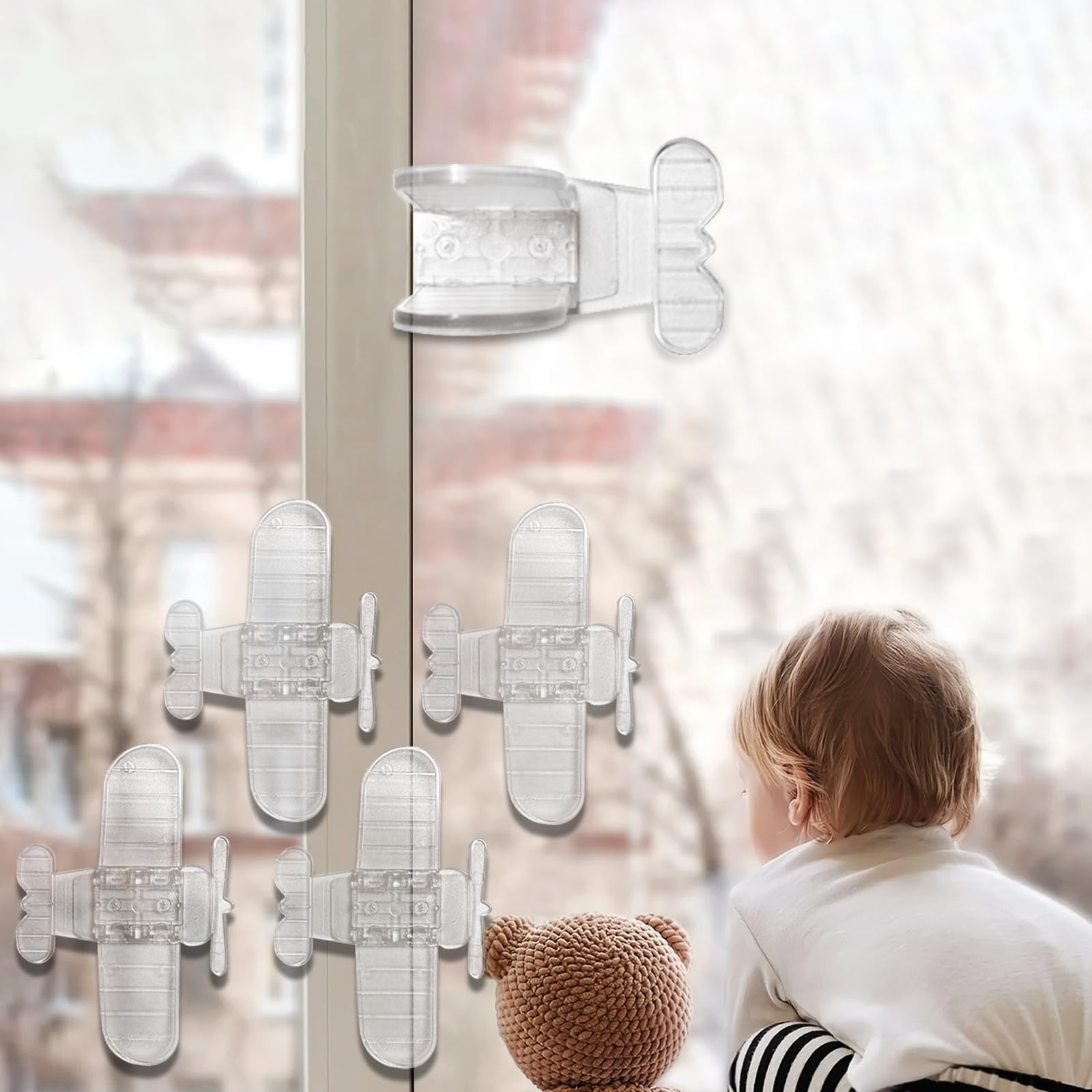 4PCS Sliding Door Lock for Limiting Opening Space, No Drill Sliding Glass Door Stopper, Patio Door Locks for a Sliding Glass Door, Sliding Door Security Lock, Sliding Window Lock for Child Proof