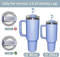 Vista 2 de Juego de 3 tapones de silicona a prueba de derrames, compatibles con Stanley Cup 1.0 de 40 onzas/30 onzas, accesorios para vasos, incluye 2 tapas