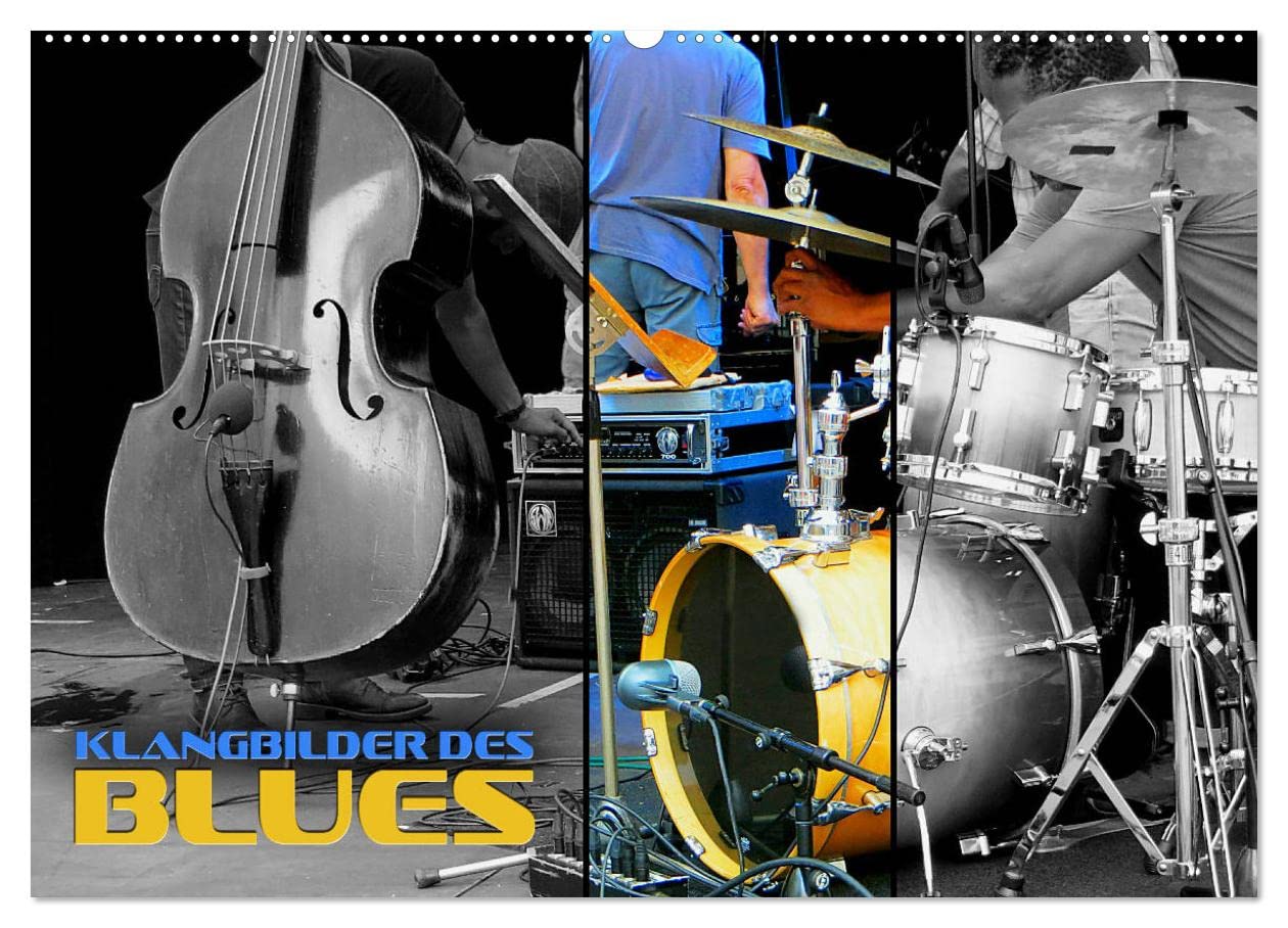 Klangbilder des Blues (Wandkalender 2026 DIN A2 quer), CALVENDO Monatskalender: Stimmungsvolle Aufnahmen typischer Instrumente der Bluesmusik (CALVENDO Kunst)