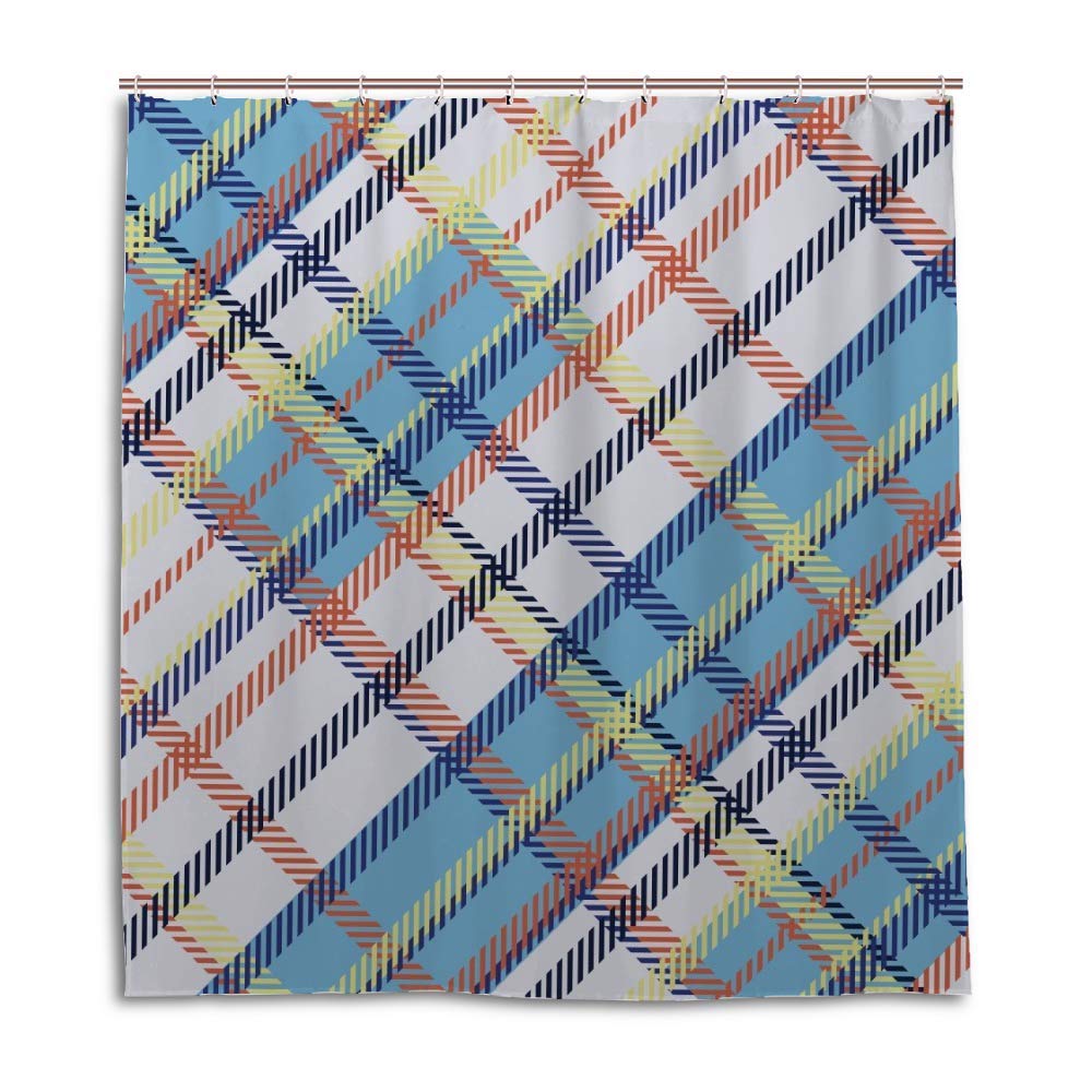 Rideaux de douche imperméables à rayures colorées en polyester 152x182 cm avec crochets