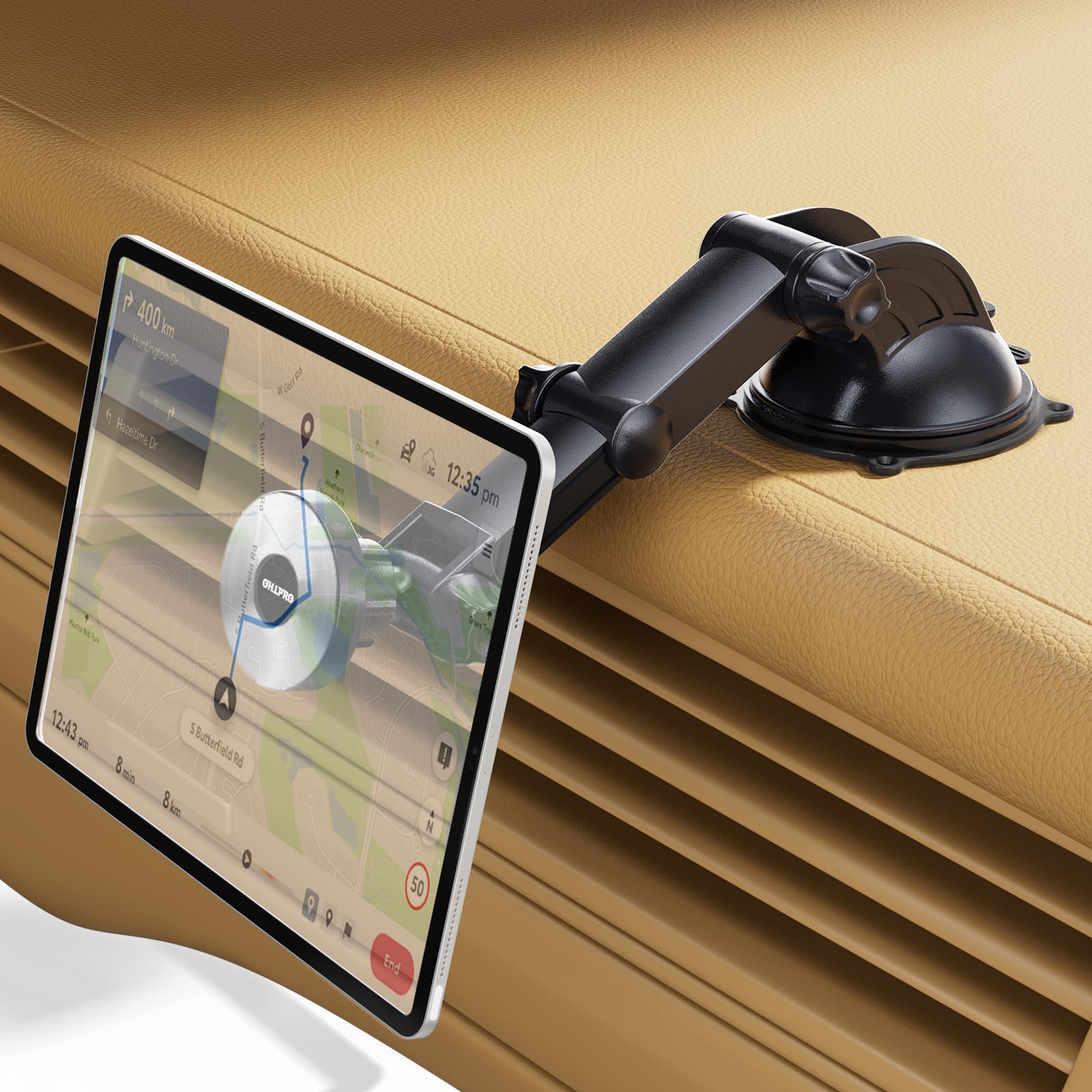 OHLPRO 車載タブレットホルダー マグネット スマホホルダー Magsafe対応 ダッシュポット/フロントガラス取付 伸縮アーム 360度回転 強力固定 iPhone17シリーズ、iPad Pro12.9、Galaxy tabなど様々な端末に対応 トラックもOK