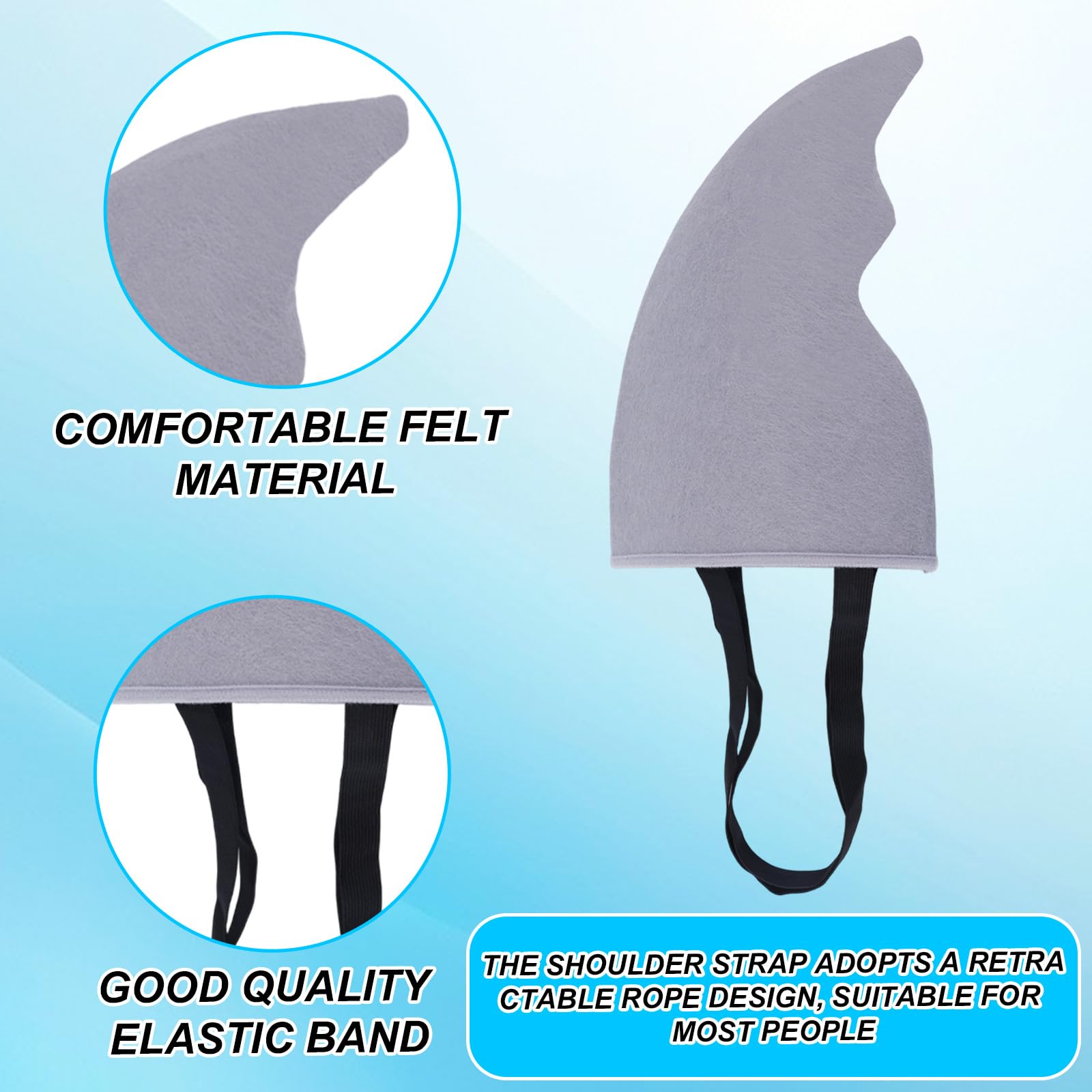 Shark Fin Costume, Adjustable Wearable Shark Fin Accessories for Kids & Adults Gray Costume Props for Cosplay Halloween Beach Play Party Under The Sea Theme - Image 4