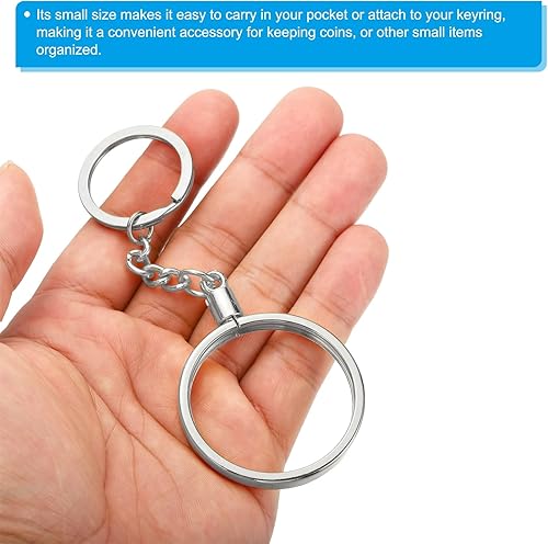 Miniatura 4 de PATIKIL Llavero con medallón redondo con llavero de metal para monedas AA Medallion, plateado