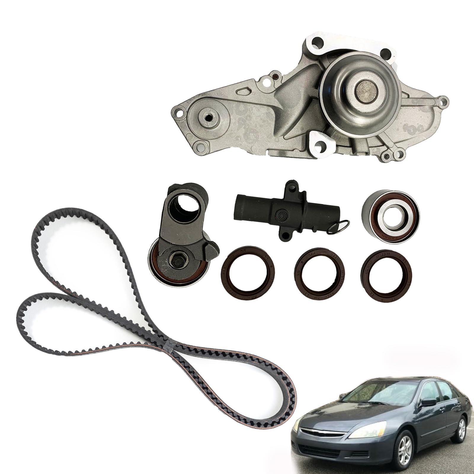Henge Auto Timing Belt Kit with Water Pump Compatible with 2003-2017 Accord 3.0L 3.5L,Odyssey,Pilot,Ridgeline,RDX,TSX Replace TCKWP329 TKH-002