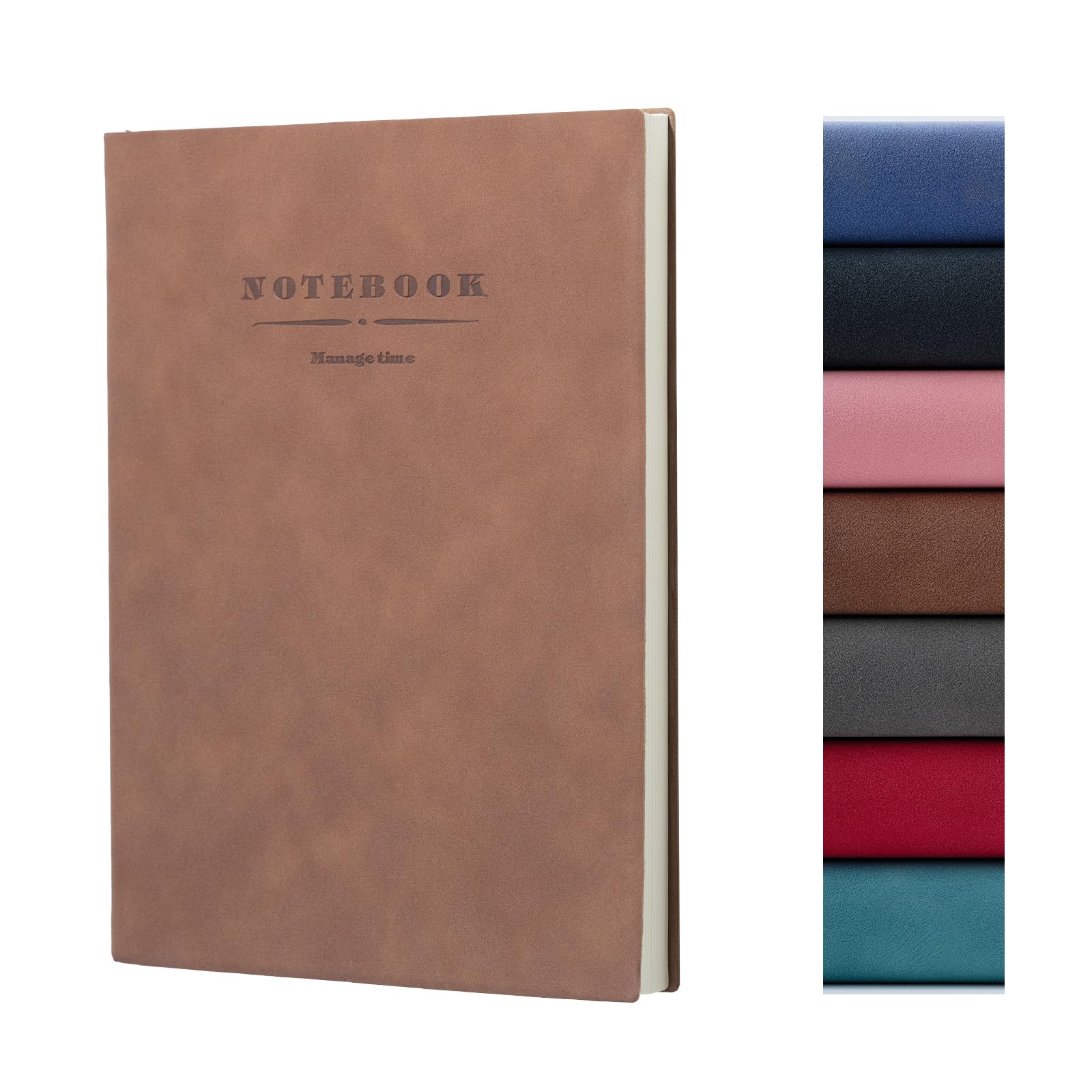 Carnet de notes A4 de 360 pages avec papier épais ligné pour homme et femme, couverture souple pour le travail, la prise de notes, parfait pour le bureau, l'école, marron
