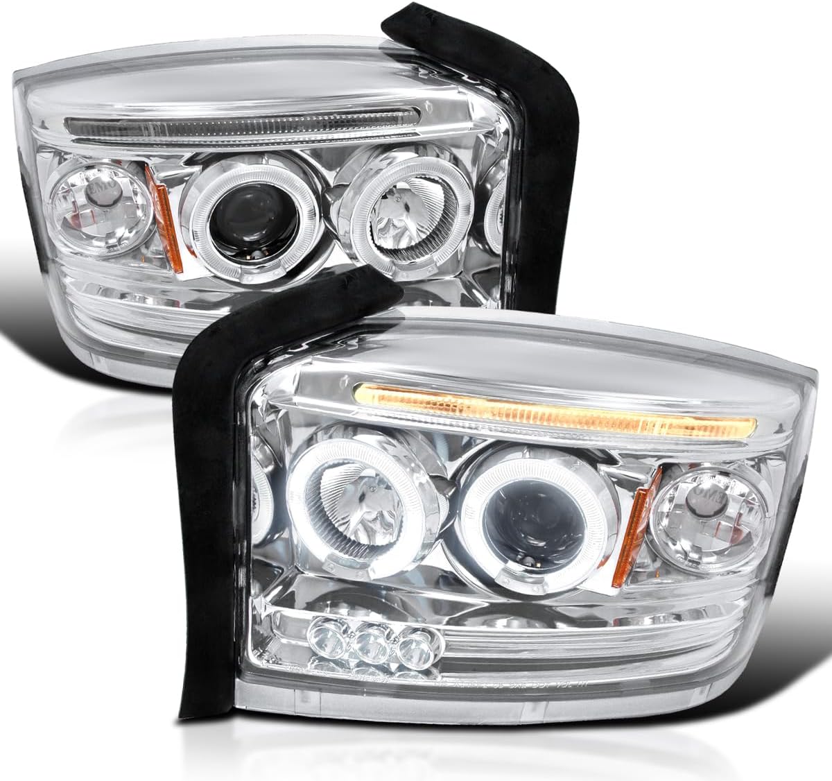 SPEC-D TUNING Chrome Projector Headlights Pair for 2005-2007 Dodge Dakota