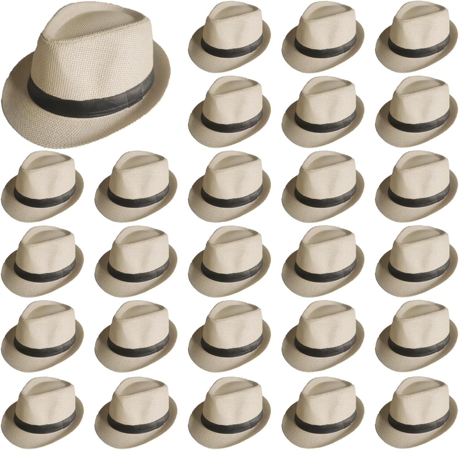 GWWZHI 30 Pack Bulk Fedora Hats - Short Brim Panama 1920s Gangster Hats for Men Women Party Wedding Costume 58cm