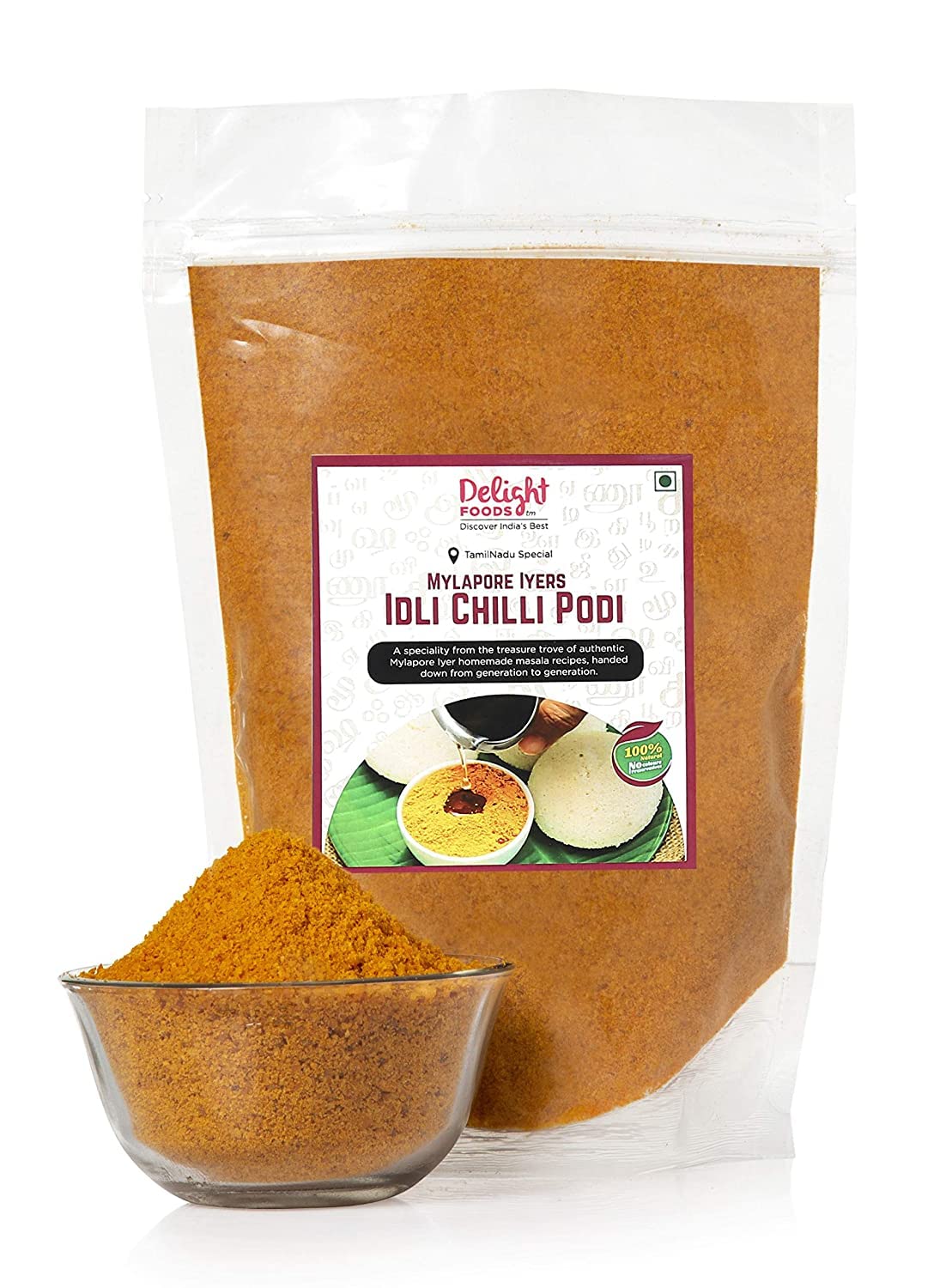 Idli Chilly Podi sans conservateur mélange épices prêt à l'emploi 350g