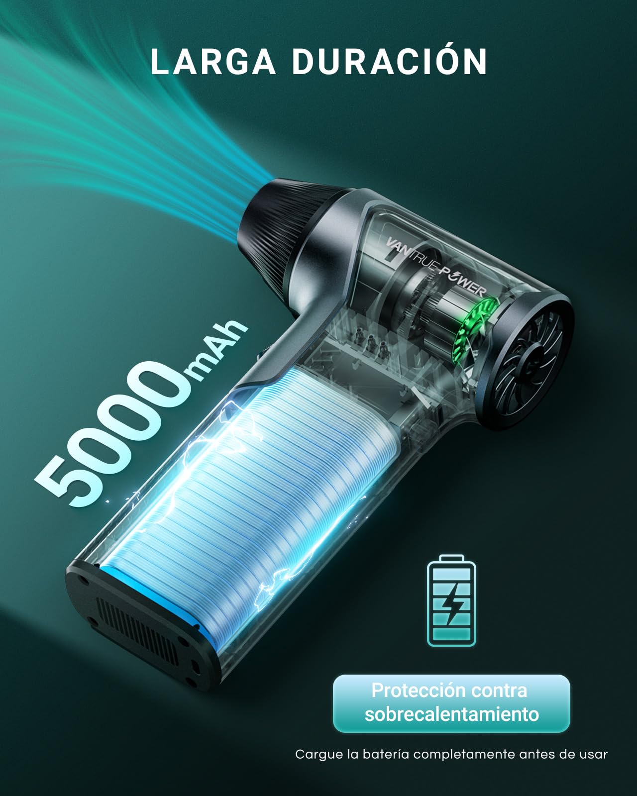 T150 Plumero de aire eléctrico inalámbrico de 110000 rpm, mini soplador ajustable de 3 engranajes con carga rápida, soplador de polvo para computadora, teclado, casa, exterior y coche