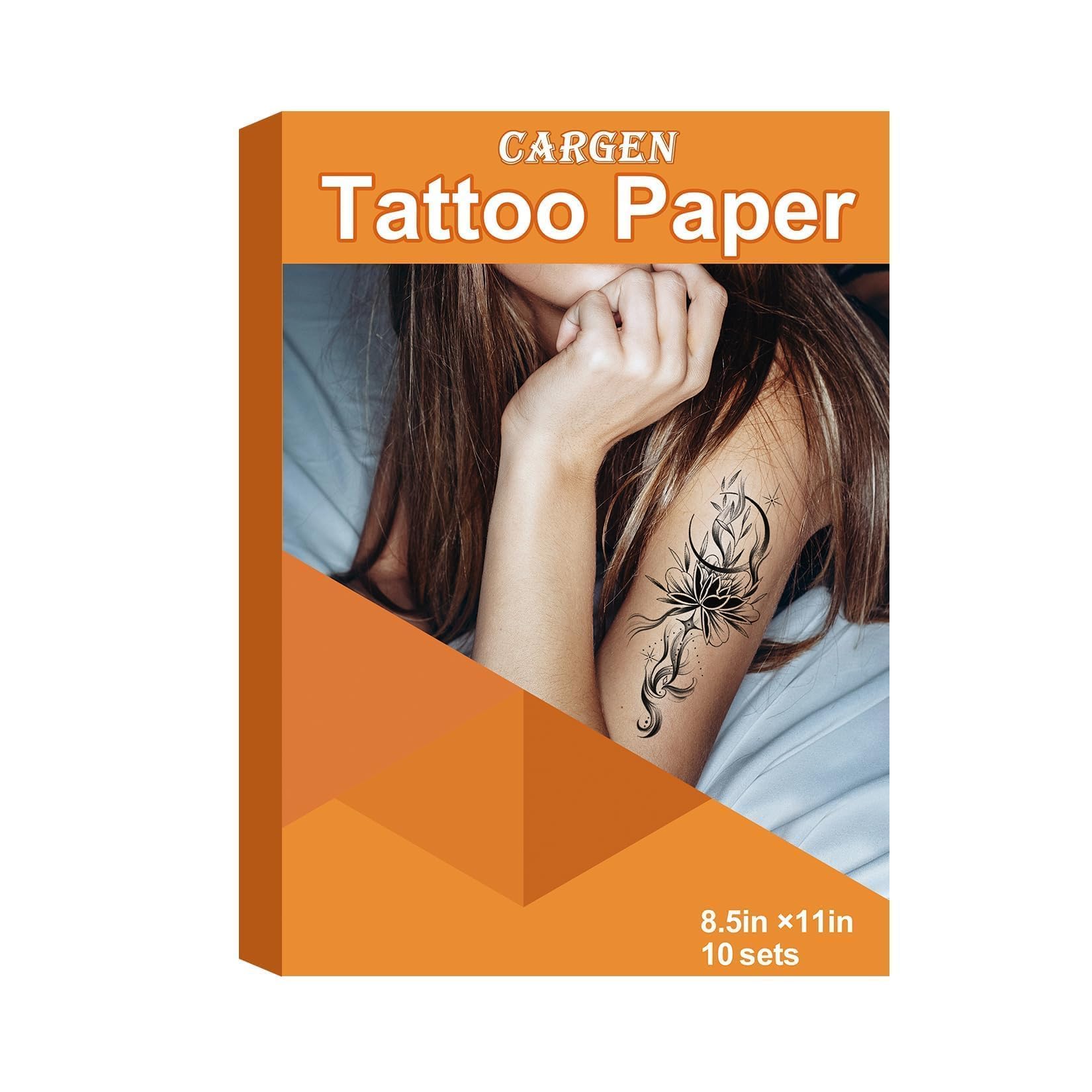 CARGEN Printable Temporary Tattoo Paper for Inkjet & Laser Printer - 10 Sets 8.5"x11" DIY Custom Body Art Transfer Decal for Realistic Long Lasting