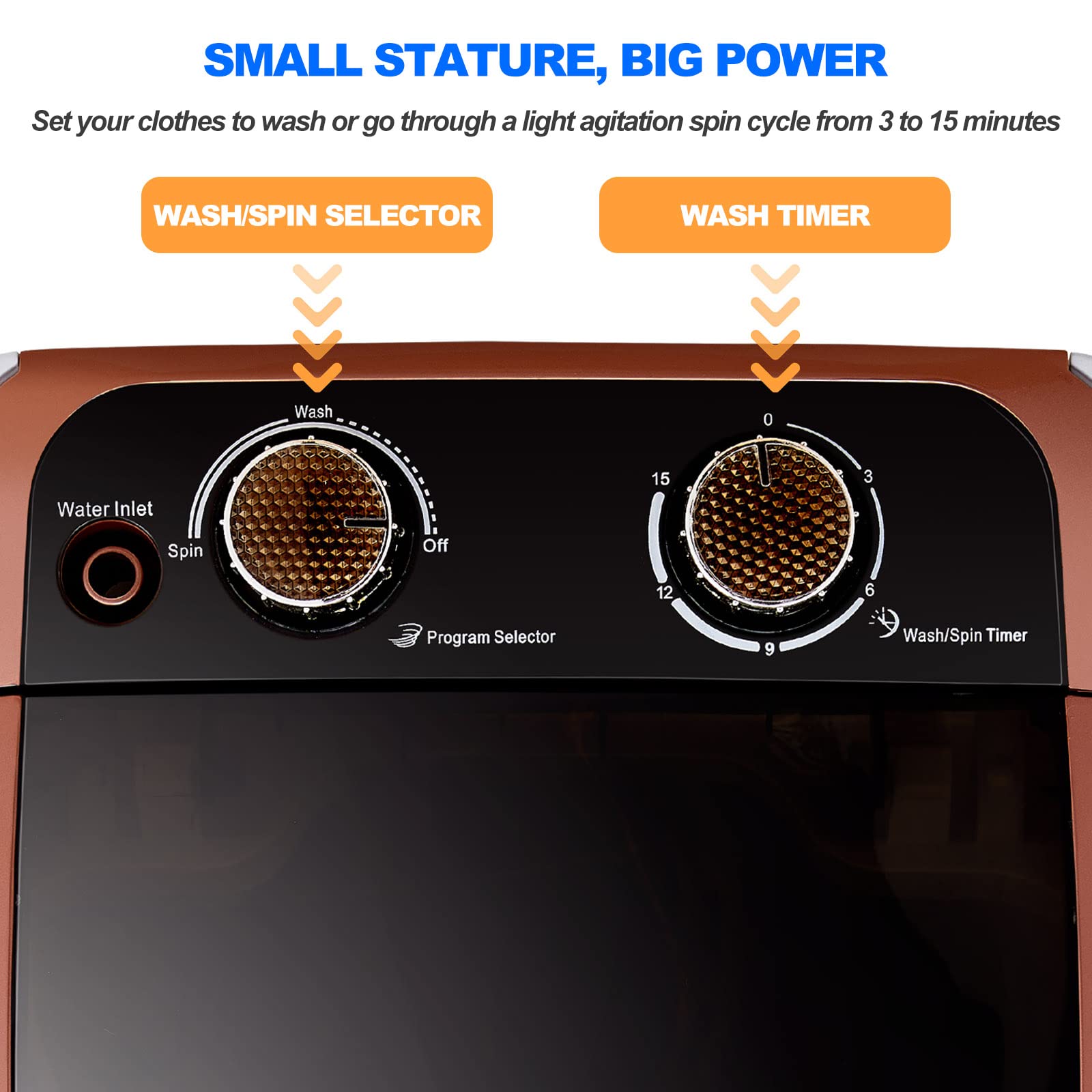 TUKAILAI Mini Machine à Laver Portable avec Essorage, Puissance de 240W 220V, Petite Laveuse Capacité 3KG de Linge et Essorage 1,5 KG, Idéal pour Voyages Caravanes et Camping-cars Appartement