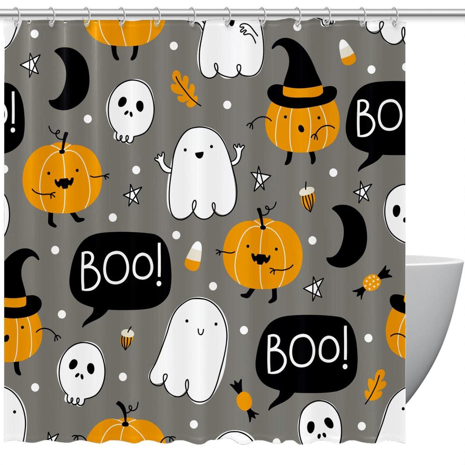 Rideau de douche Halloween pour protéger la salle de bain des projections