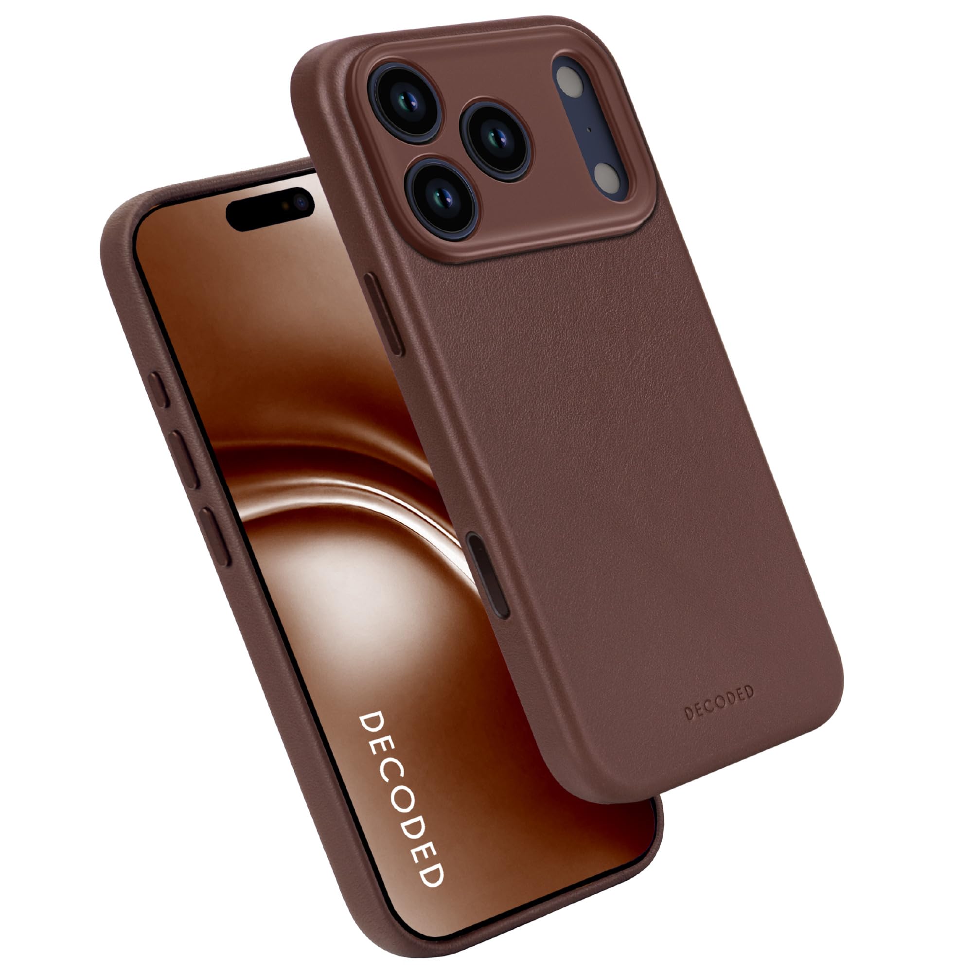 DECODED Coque pour iPhone 17 Pro Max, Cuir ECCO Premium, Compatible avec MagSafe, Magnétique, Protection Caméra, Bouton Camera Control, Anti-Rayures, Brun