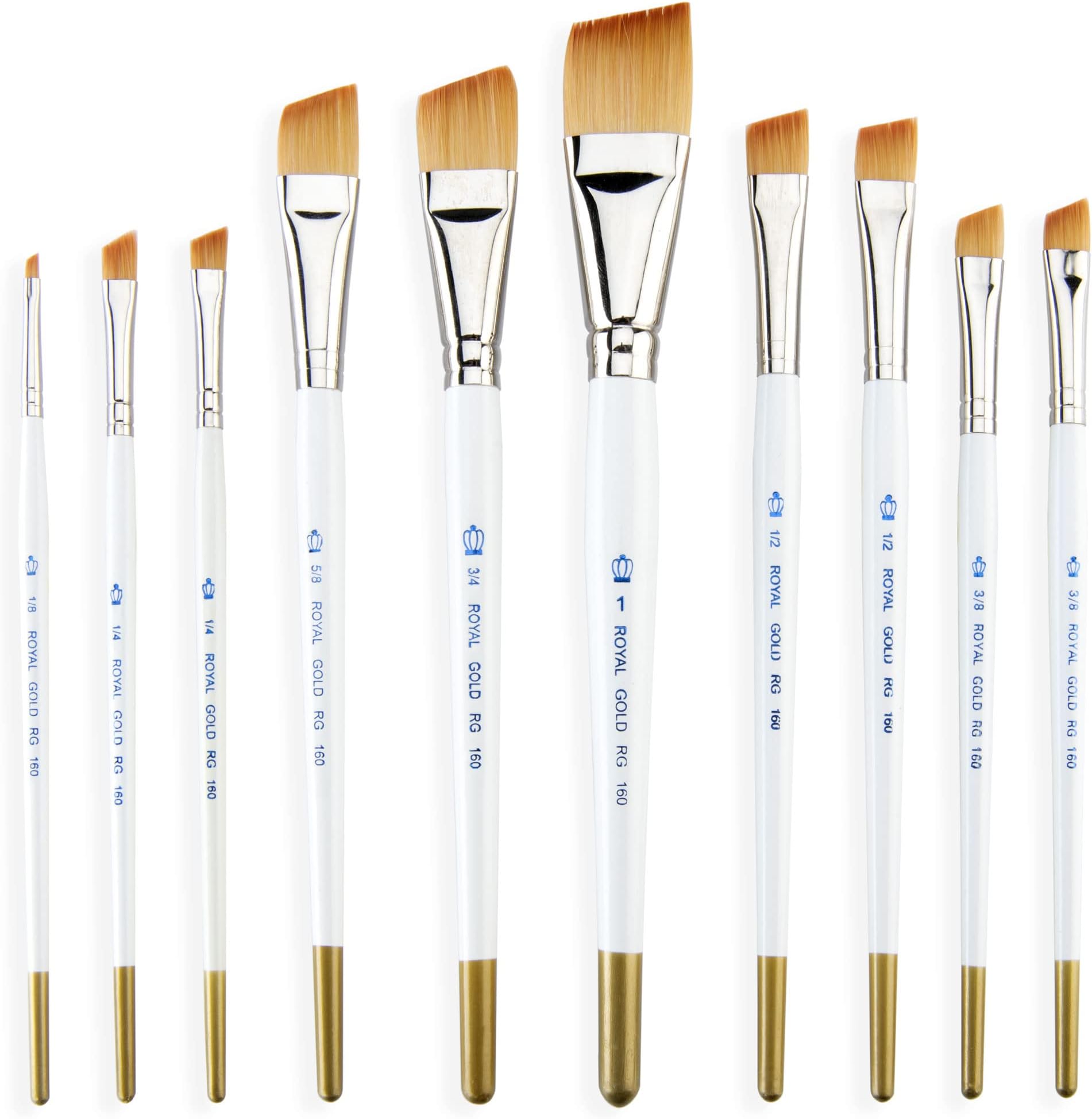 Royal Gold Royal and Langnickel Short Handle Paint Brush Set, Angular, 10-Piece