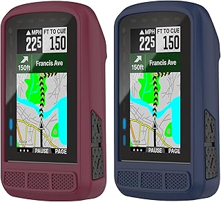 2 Pack Case Covers Compatible with Wahoo ELEMNT ROAM V2 Cases Accessories Silicone Protective Case Intended for Wahoo Bike Computer The ROAM V2 (Nave+Wine Red)
