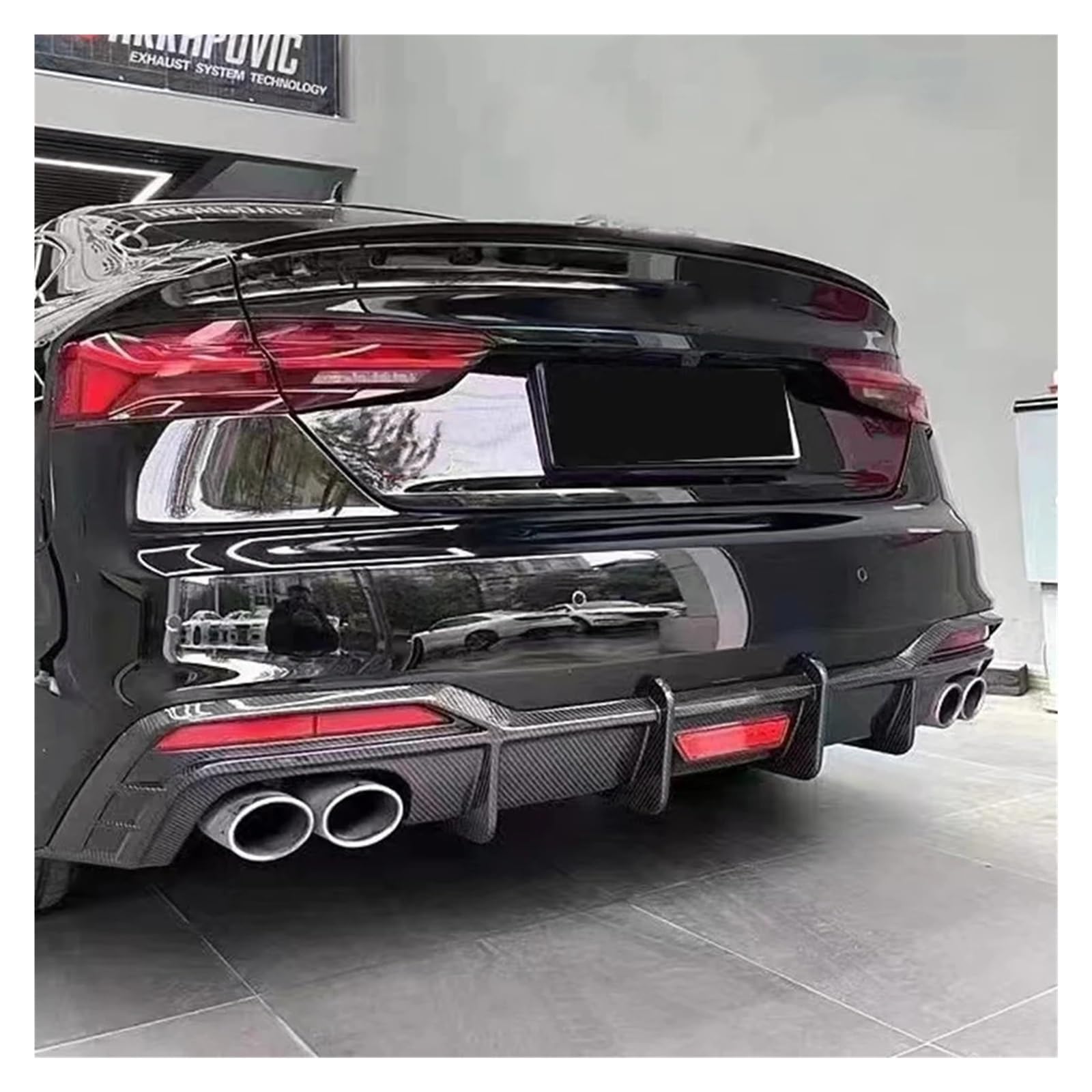 2 sztuk/zestaw 304 tył samochodu podwójna rura wydechowa ze stali nierdzewnej kompatybilny dla Audi A4 A5 A6 A7 do S4 S5 S6 S7 czarna końcówka tłumika 60mm rura wydechowa(Black)