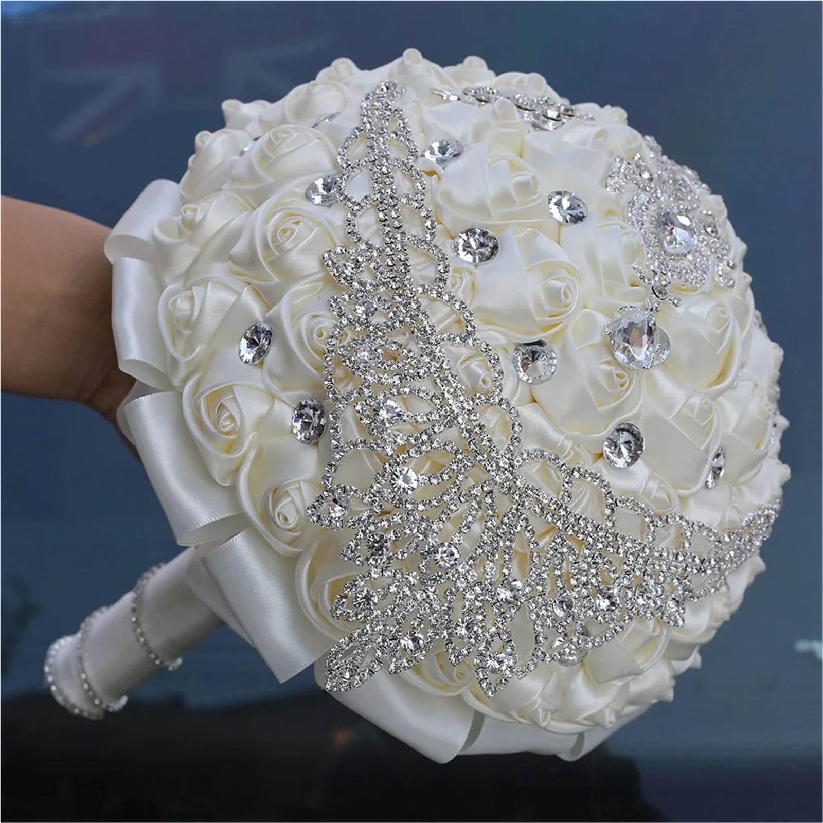 Bouquet da sposa in strass satinato