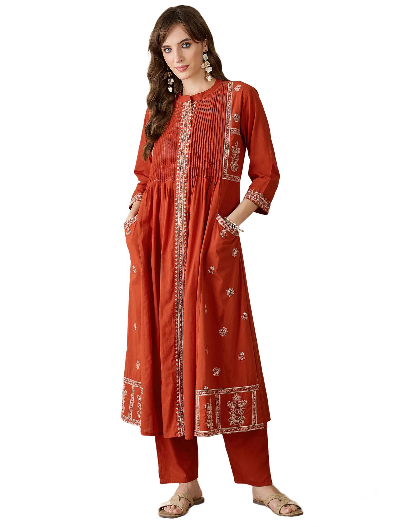 indo era Women's Cotton Ethnic Co-Ord Set | Kurta Pant Set | Stylish Cotton Suit Set for Women,11574-picture-18