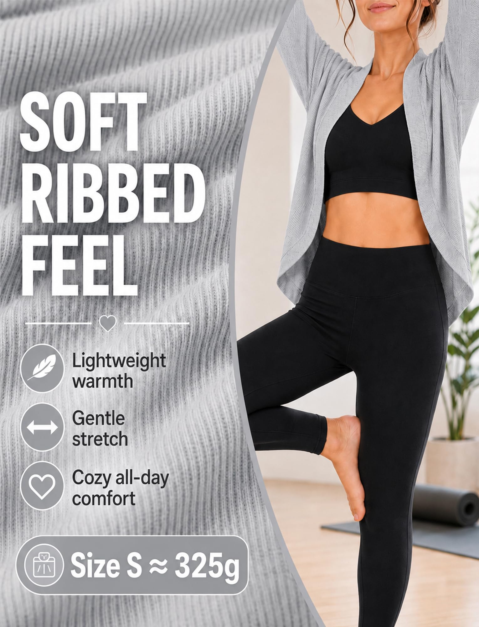 FEOYA Cardigan mit offener Vorderseite für Damen mit Daumenlöchern