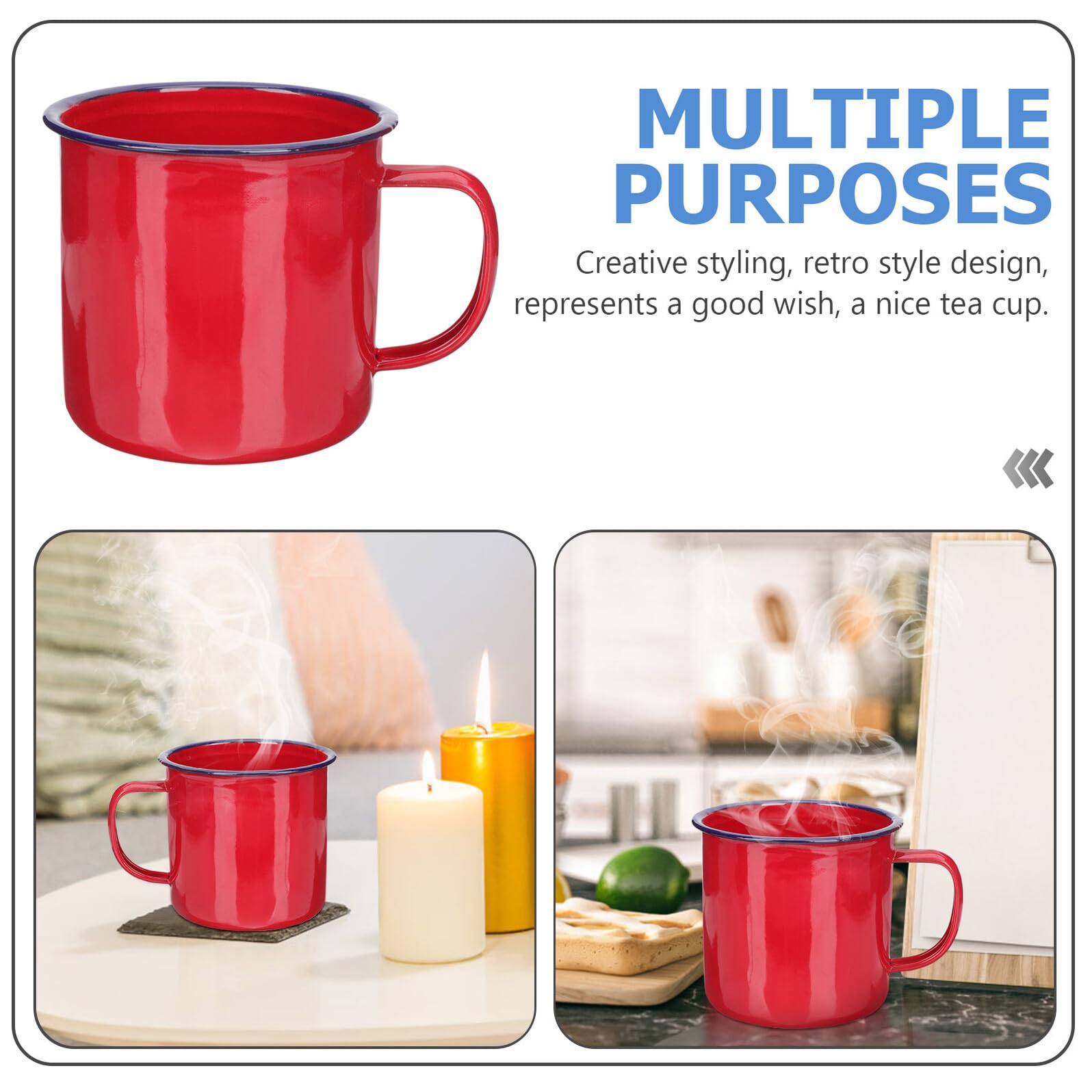 Cabilock 4 Stck Vintage Emaille Becher Retro Trinkbecher mit Henkel Robuster Kaffeetasse für Zuhause Büro Camping und Outdoor Multifunktionaler Kreativbecher für Kaffee Tee und Getränke