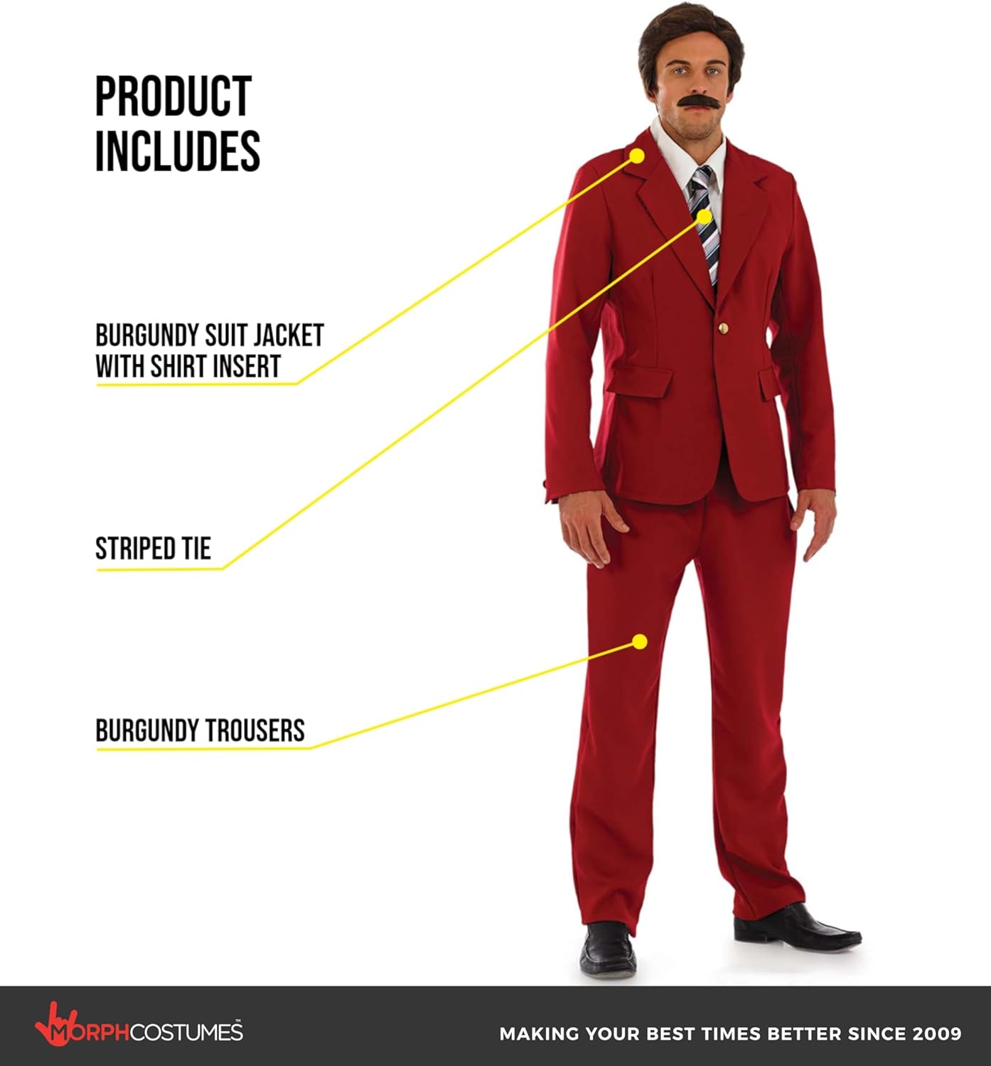 fun shack News Anchor Costume for Men, Newsreader Suit, Anchor Man Outfit, Professional Newsreader Halloween Costumes for Men - Image 2