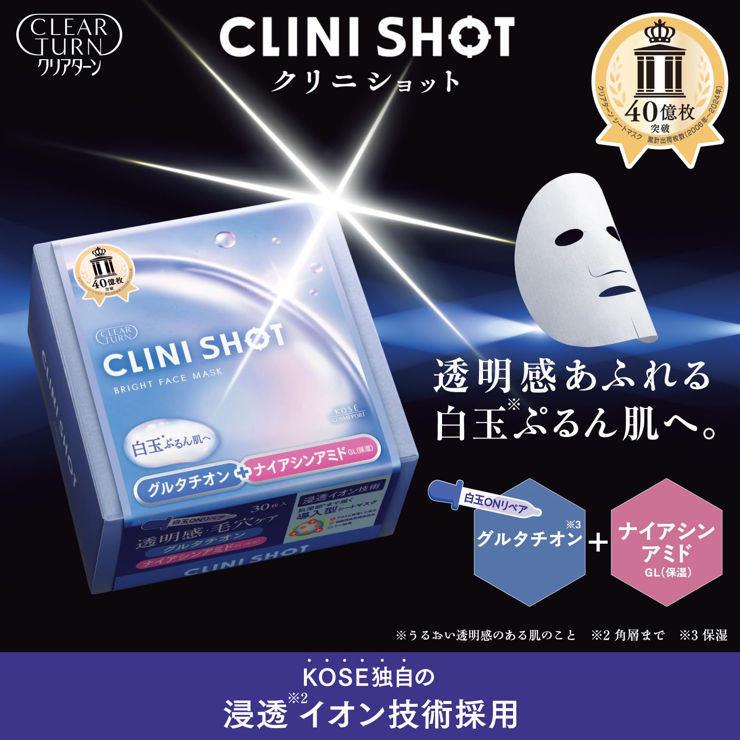 Amazon.co.jp: クリアターン KOSE クリニショット 白玉ブライトマスク