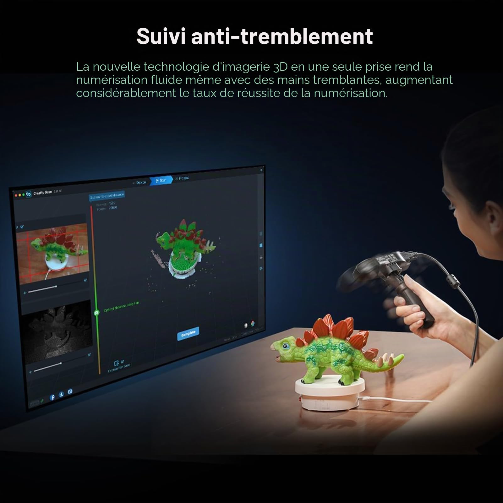 Creality CR-Scan Ferret Pro Scanner 3D pour imprimante 3D, portable, modèle 3D, anti-shake Track, balayage Wifi6, précision 0,1 mm, couleur 24 bits pour téléphone Android iOS, PC, Mac Win