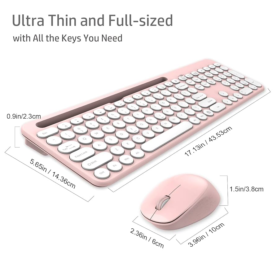 LeadsaiL Purple Wireless Keyboard And Mouse Combo, Full-Sized Ergonomic Computer Keyboard, 2.4GHz USB Cordless Keyboard Silent Mouse Set, 12 FN Shortcuts For Windows MacOS Laptop Computer: Keyboard & Mouse Sets