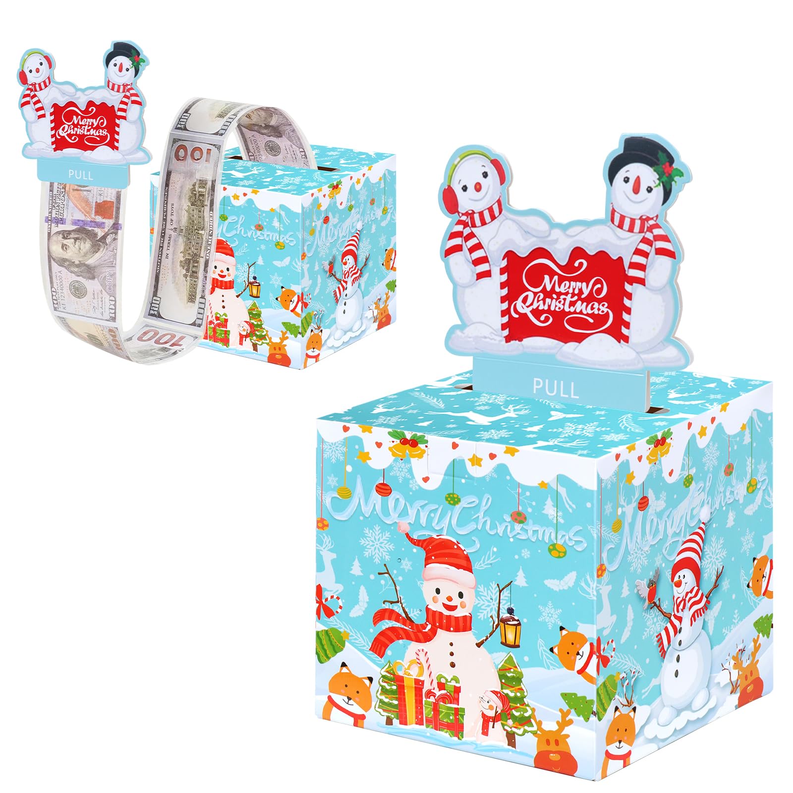 Fachoi Snowman Christmas Money Gift Box, Christmas Money Box Cash Gift Pull Pouch Funny Xmas Pull Cash Money Case Novelty Festival Cash Drawer For Xmas Surprise (Snowman)