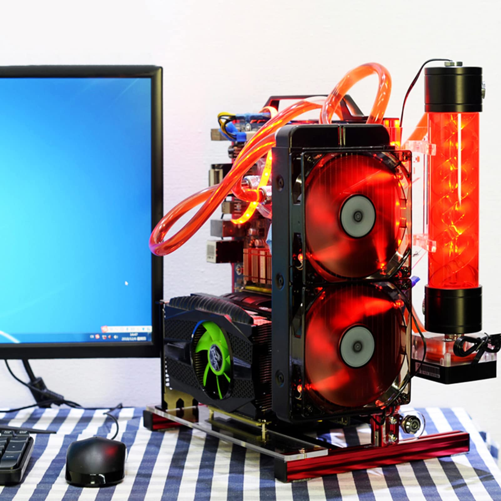Apri lo Scaffale del Telaio con Profilo in Alluminio 20x20, Supporto GPU, Design Portatile per Appassionati di Fai -da -te e Modder (rosso)