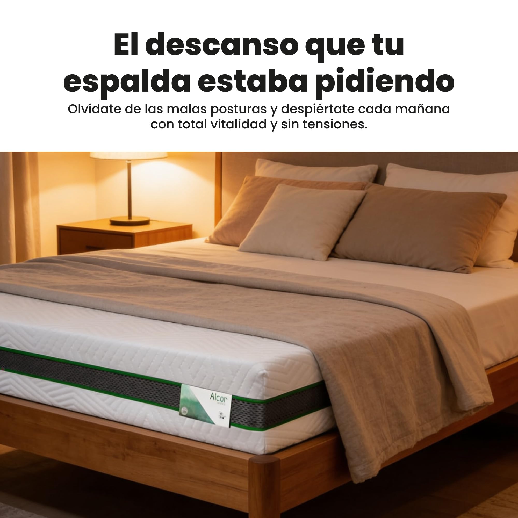 Colchón de látex 100% Pardo Alcor 22 cm suave y agradable - 105x190 cm