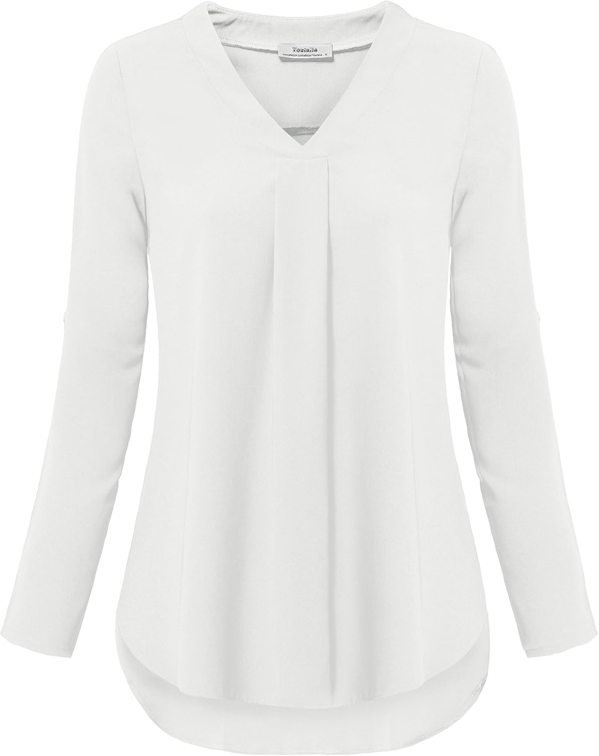 Youtalia Womens Blouses Dressy Casual Business Tops 3/4 Sleeve Chiffon V Neck Work Office Shirts - Image 5