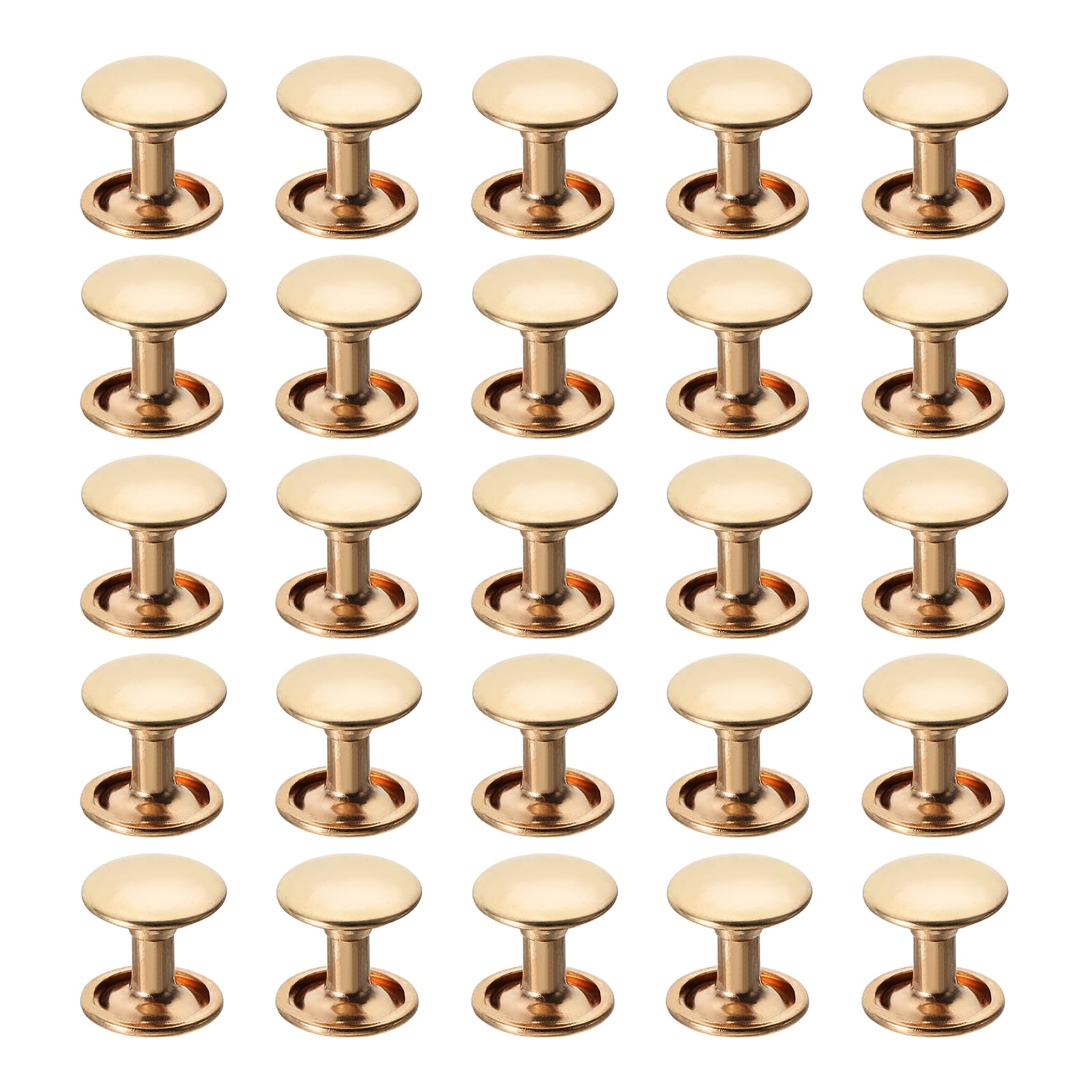 PATIKIL Leather Rivets, 160Sets Carbon Steel Double Cap Rivet Kits Craft Replacement Accessories for Handbags Belts Clothes Shoes, Gold (10 x 10 Mm)