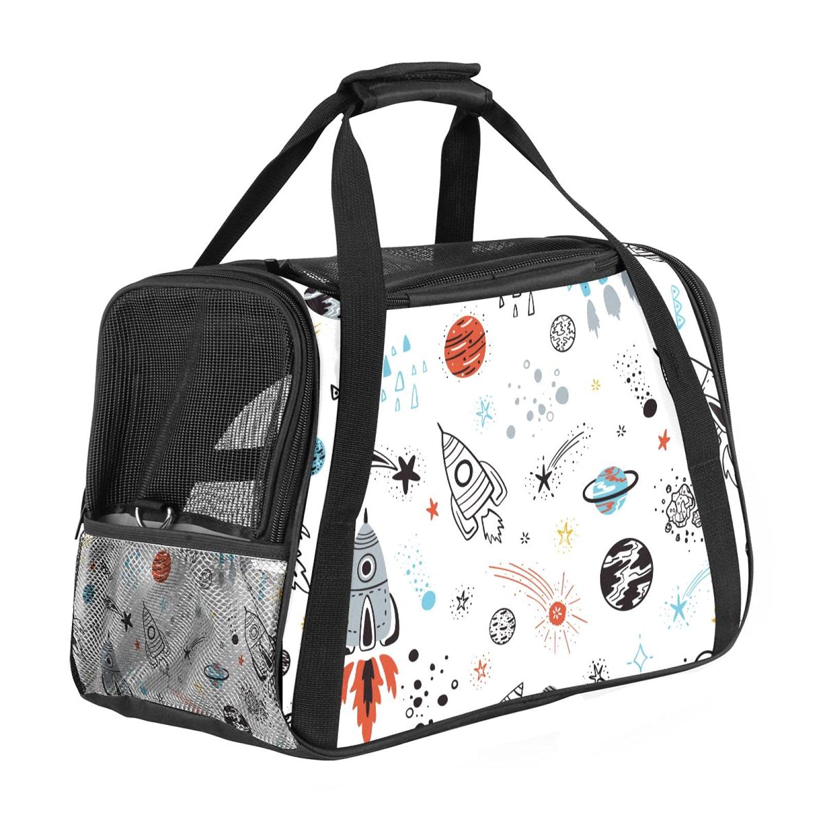 Bolsa de viaje para gatos y conejos portátil con estampado espacial