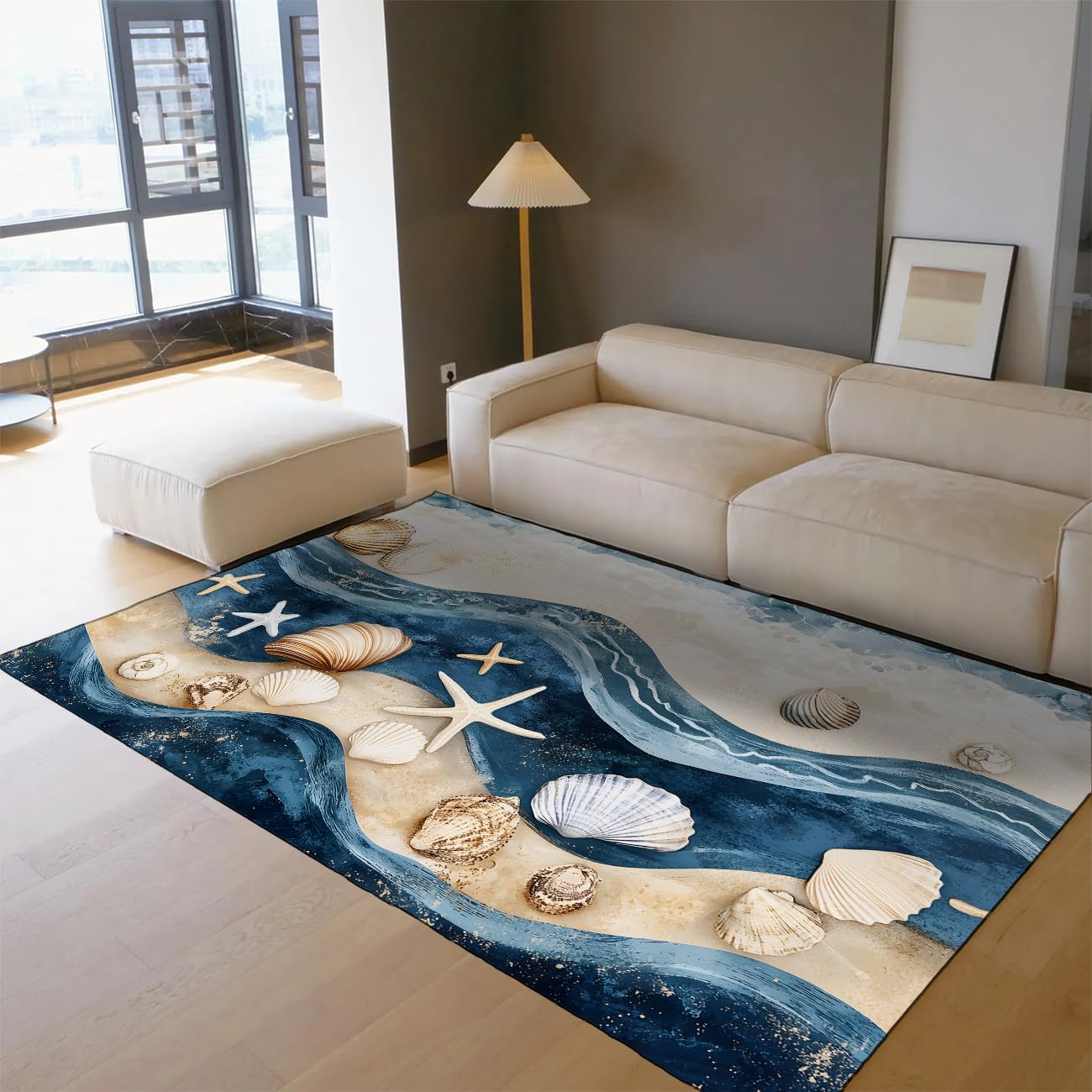 Tapis de coquillage de salon fin lavable moquette intérieure étoile de mer cuisine