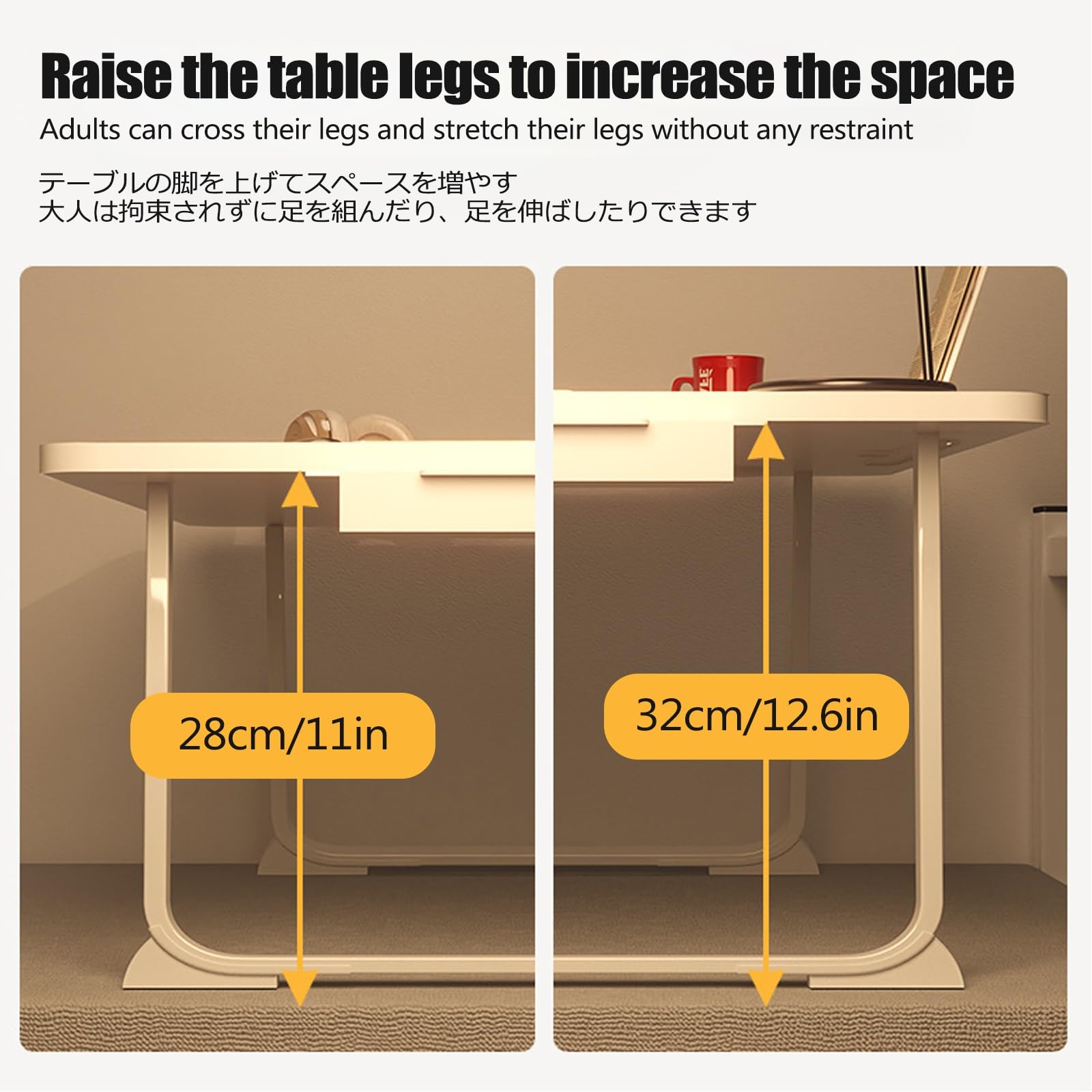 Lapdesk Pliable,Plateau de lit,Table de lit Pliable,Table de Lit pour Ordinateur Portable,Conception de Bureau agrandie,Équipée d'une bibliothèque(White Upgrade,70cm/27.56in)