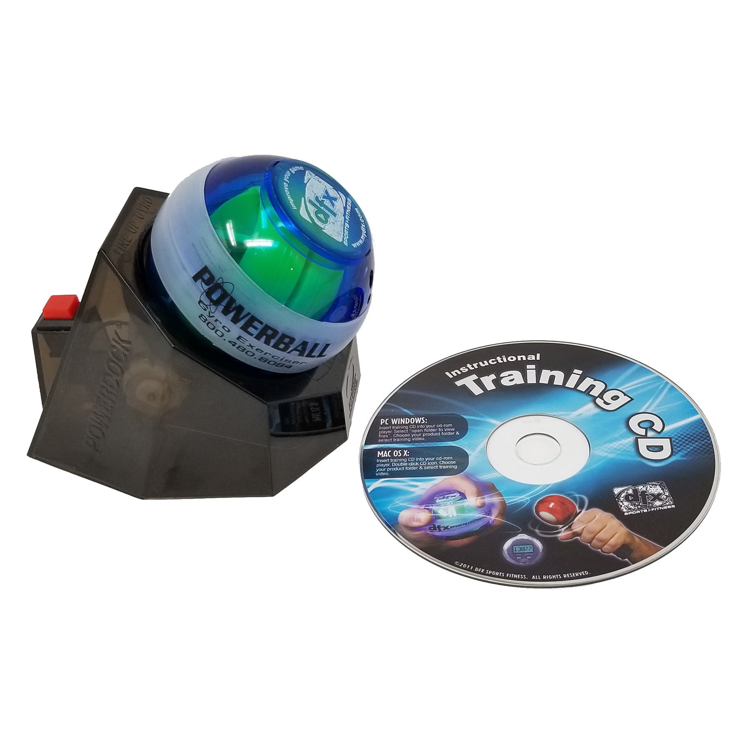 DFX Sports and Fitness Powerball Gyro Exercizer with Docking Station